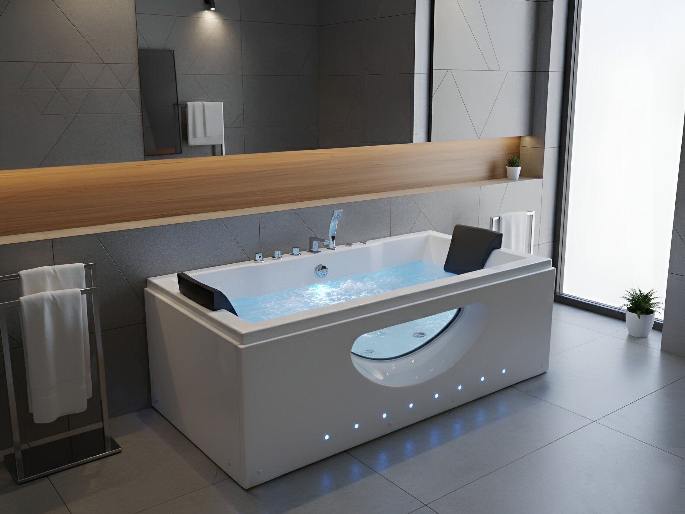 Corner Hot Tub with LED HAWES 1800 x 900 mm White