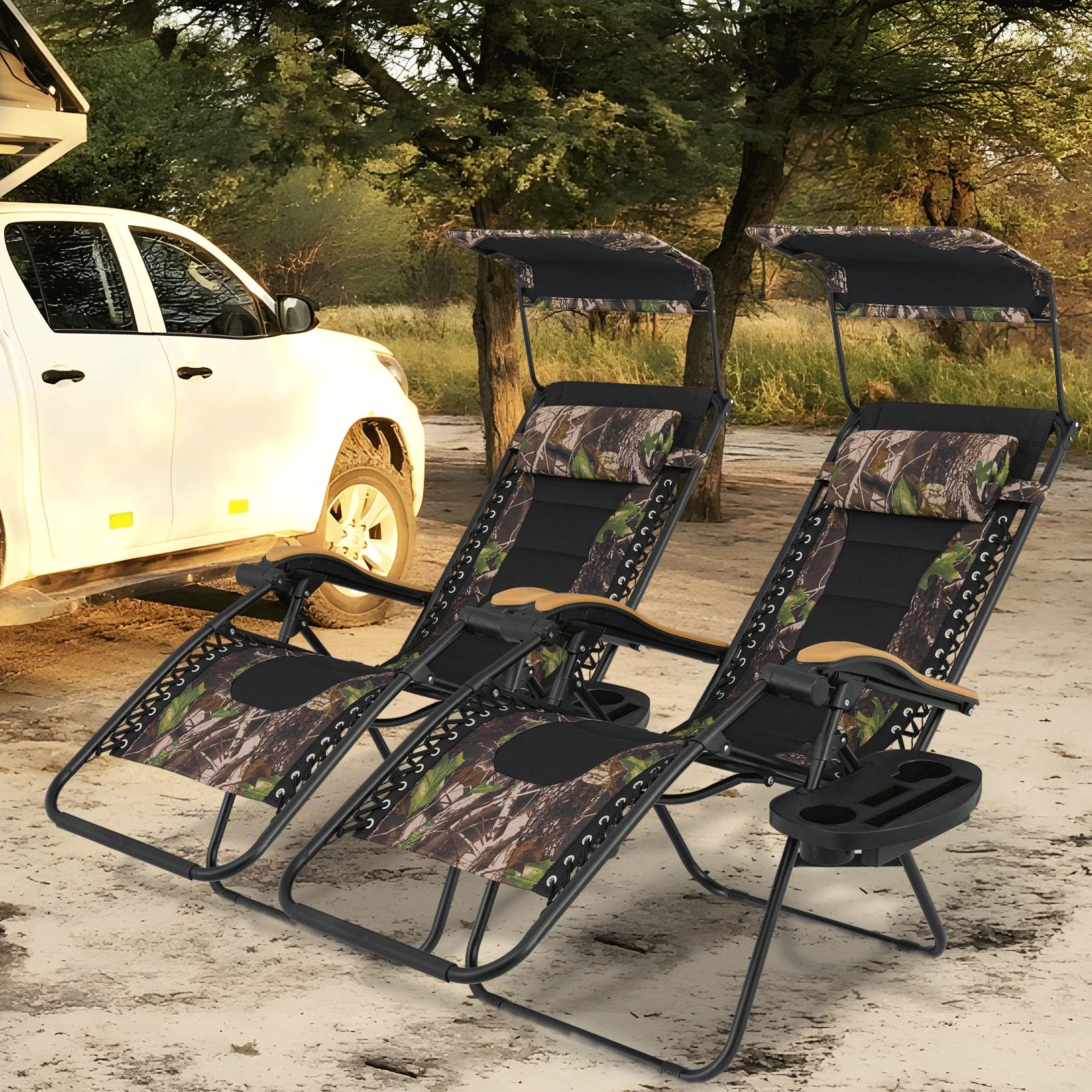MoNiBloom Zero Gravity Reclining Chairs Set Of 2 With Canopy Shade And Headrest, Black - 330 lbs - Image 25 MoNiBloom Zero Gravity Reclining Chairs Set Of 2 With Canopy Shade And Headrest, Black - 330 lbs - Image 25