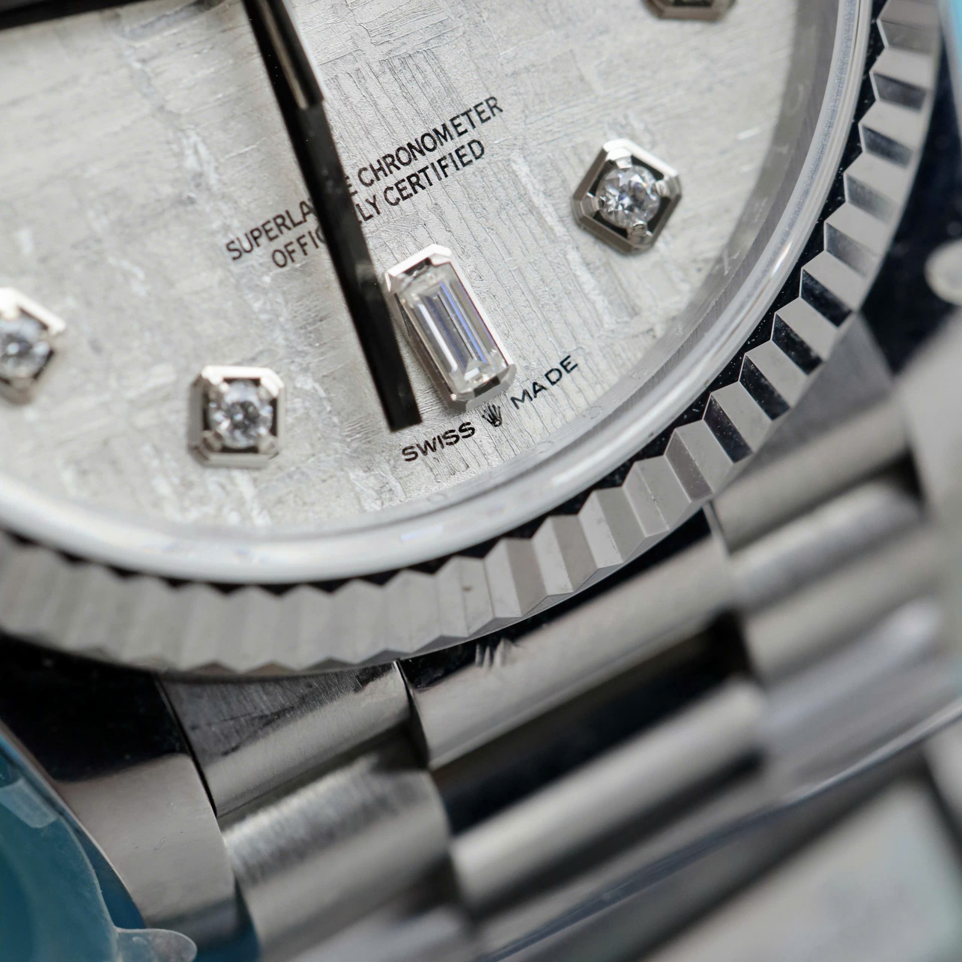 Rolex Day-Date Meteorite Dial Replica Watches Moissanite Diamonds Custom QF Factory 36mm - Top club