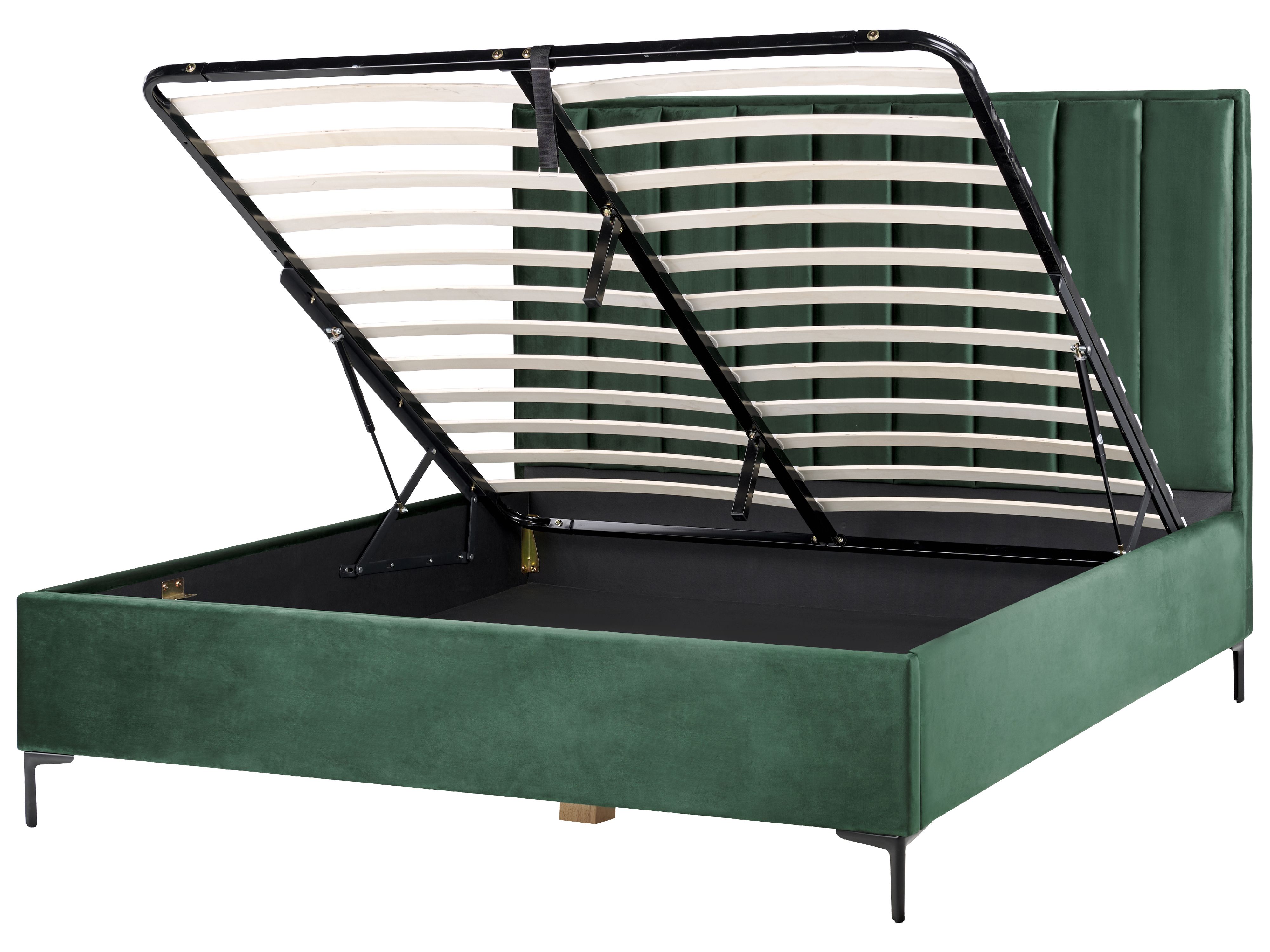Ottoman Bed Velvet SEZANNE 180 x 200 cm (EU Super King) Dark Green