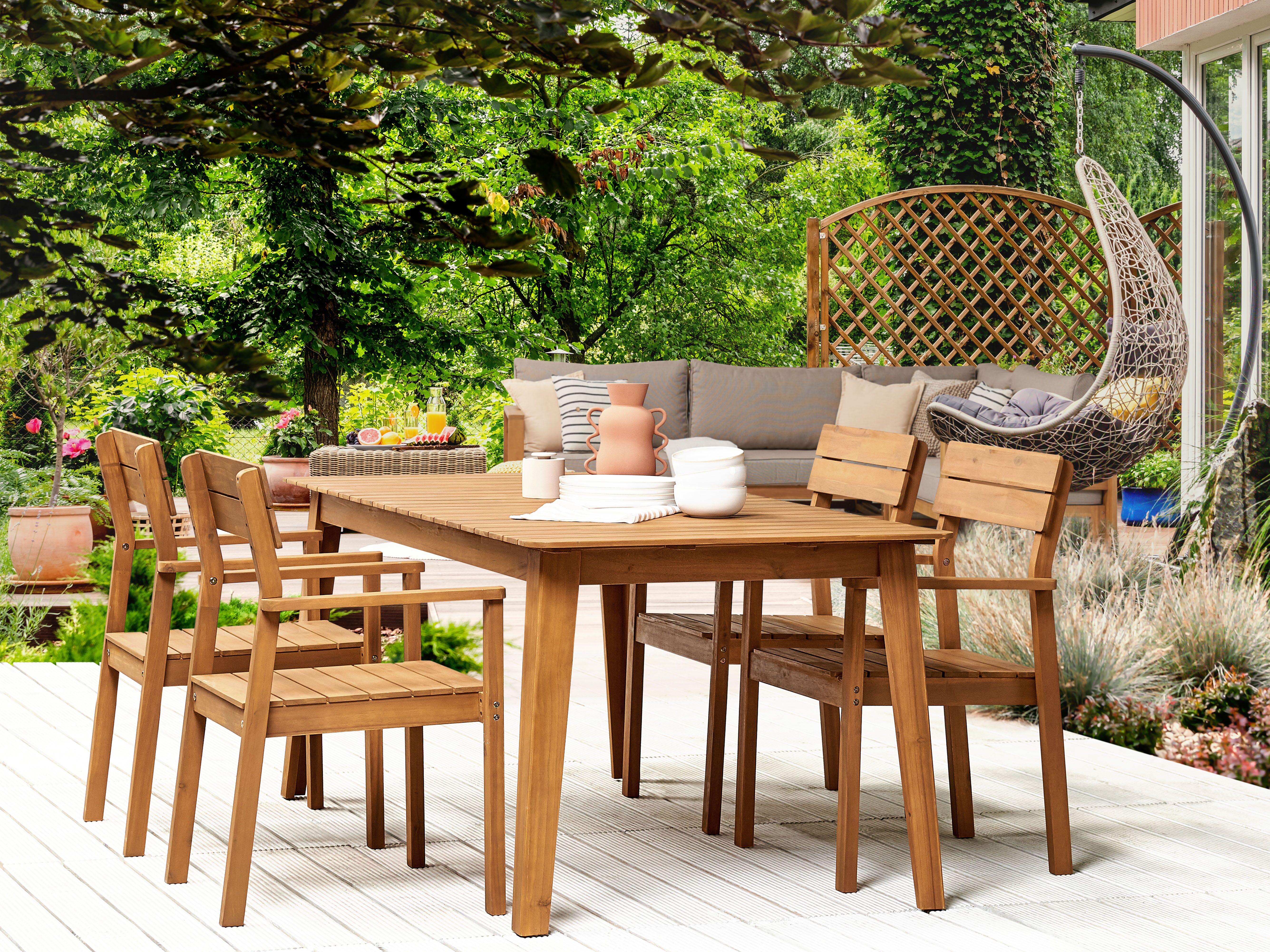 Garden Dining Set 4 Seater FORNELLI Acacia Wood Brown