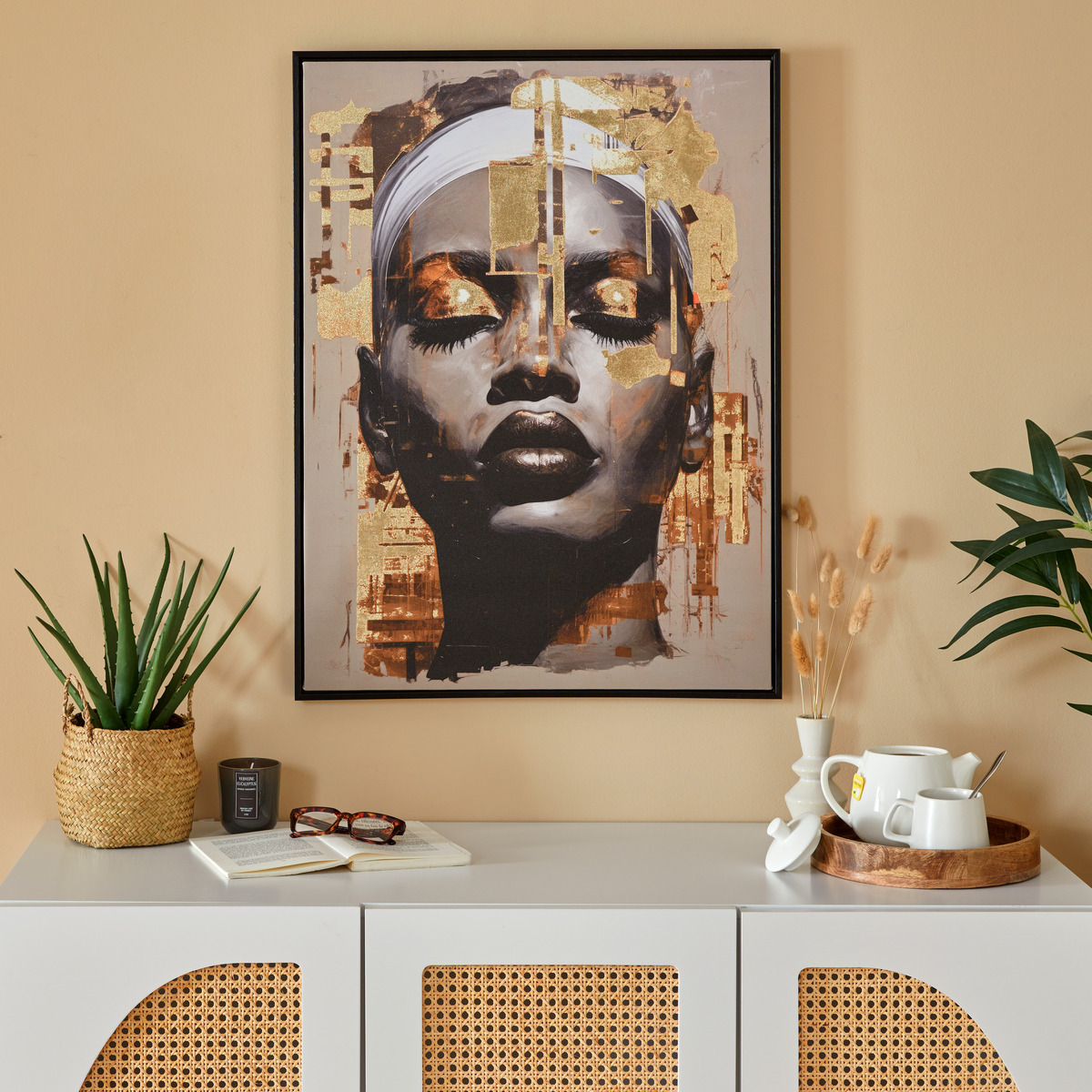 Framed printed canvas "Magdalena" Brown, 60x80 cm