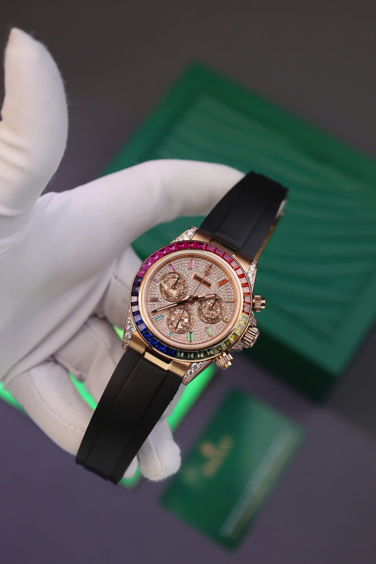 Rolex Daytona Rainbow Copies Watch Rubber Strap MS Factory 40mm - Elite Watch Atelier