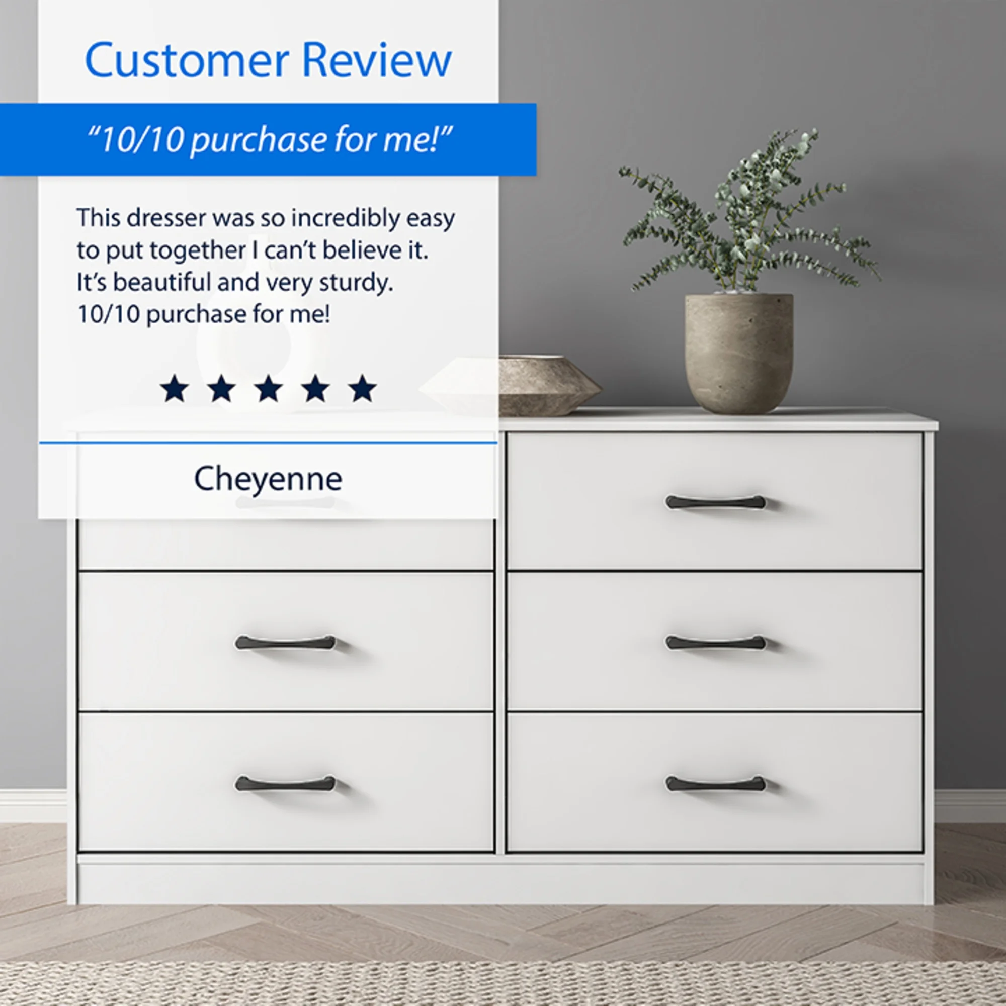 Mainstays Ardent 6 Drawer Dresser, White - Image 10