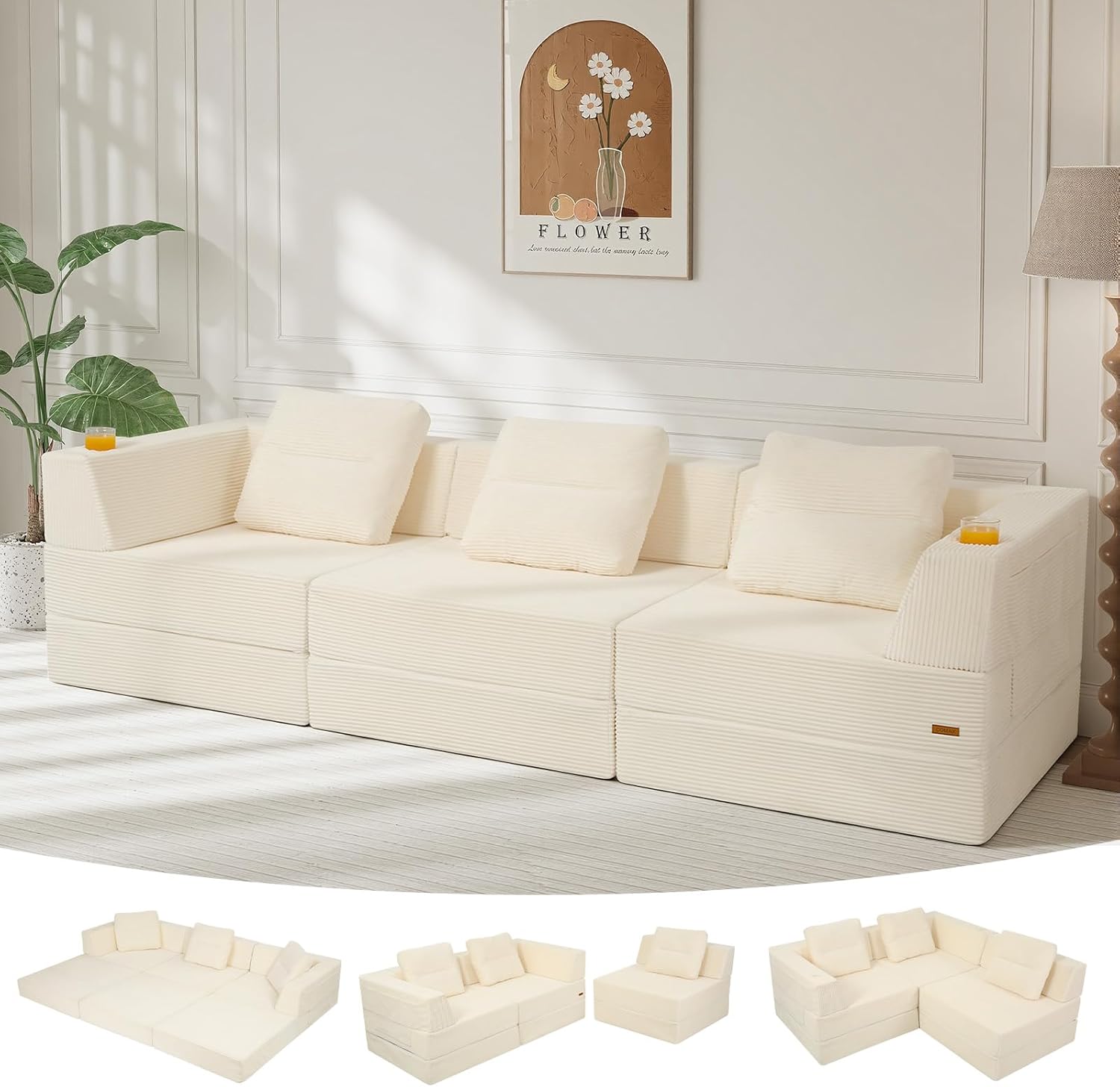 COMAX Futon Sofa Bed 3 Seater, 106
