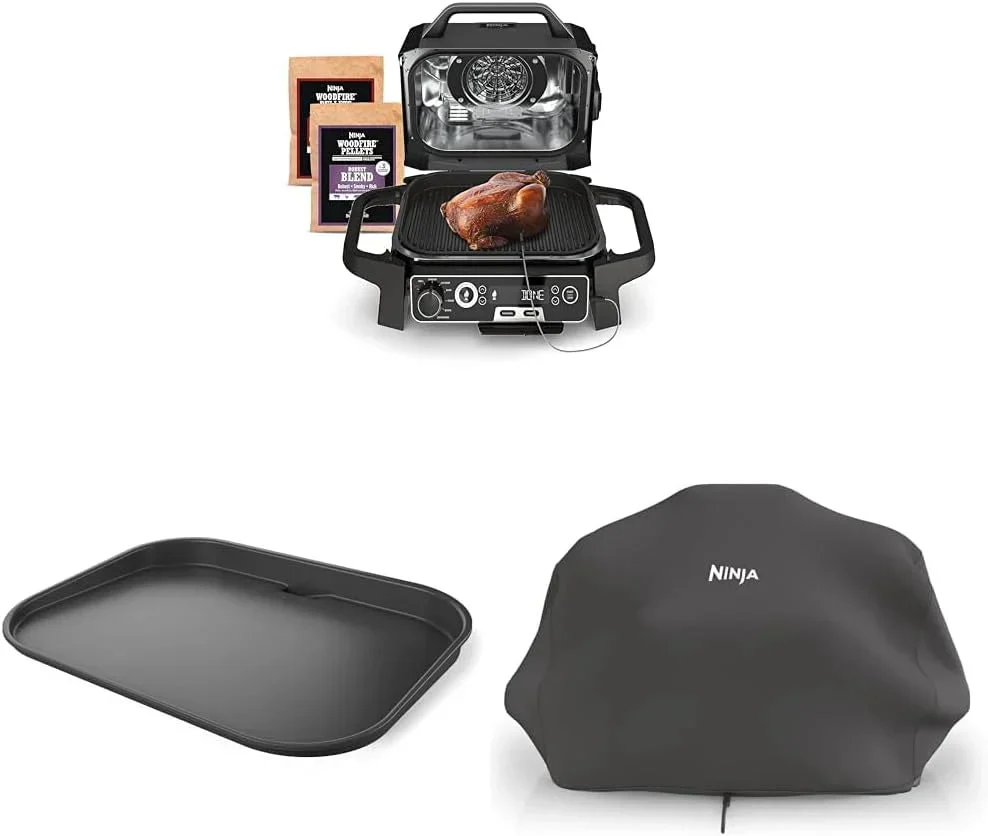 Ninja 7-in-1 Portable Electric Outdoor Grill And Smoker With Thermometer, Grey - OG751BRN - Image 7 Ninja 7-in-1 Portable Electric Outdoor Grill And Smoker With Thermometer, Grey - OG751BRN - Image 7