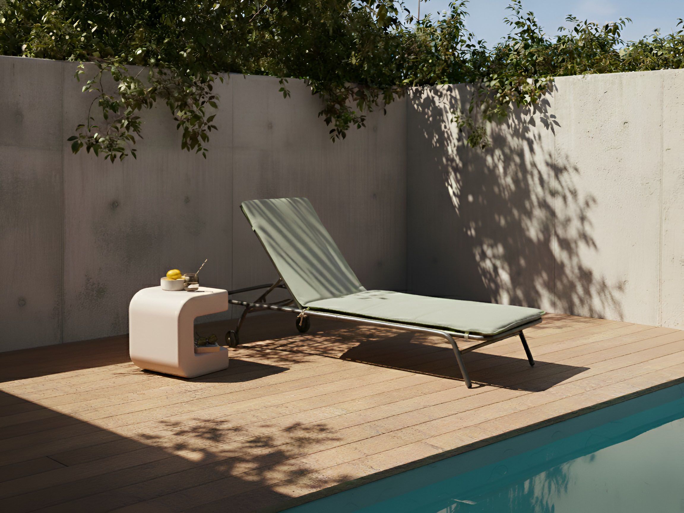 Sun Lounger VOLTERRA Metal Green