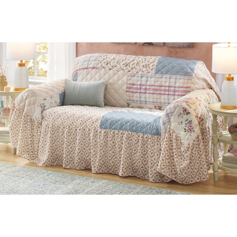 Quilted Ruffled Furniture Throw Protector - MIDNIGHT VELVET CATALOG