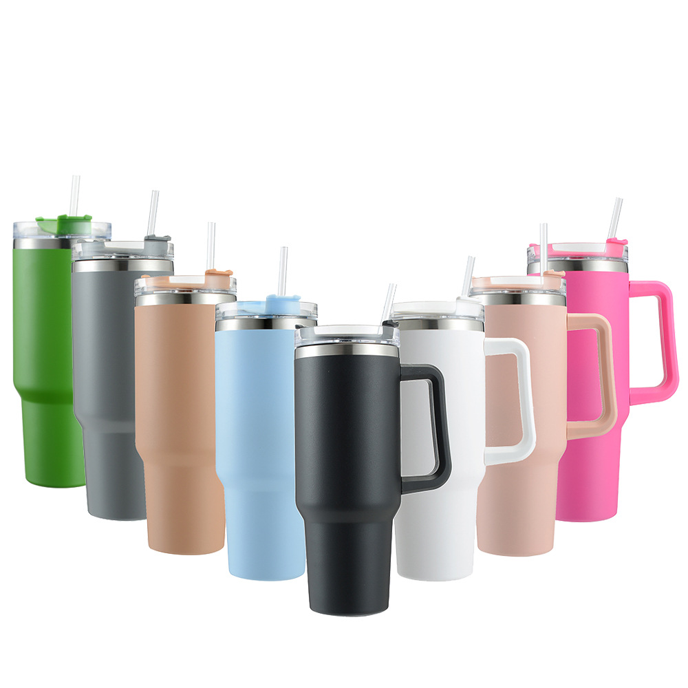 Spot American Vacuum 40oz Large-capacity Handle Beer Mug Car Ice Cup Stainless Steel Thermos Cup 1200ml