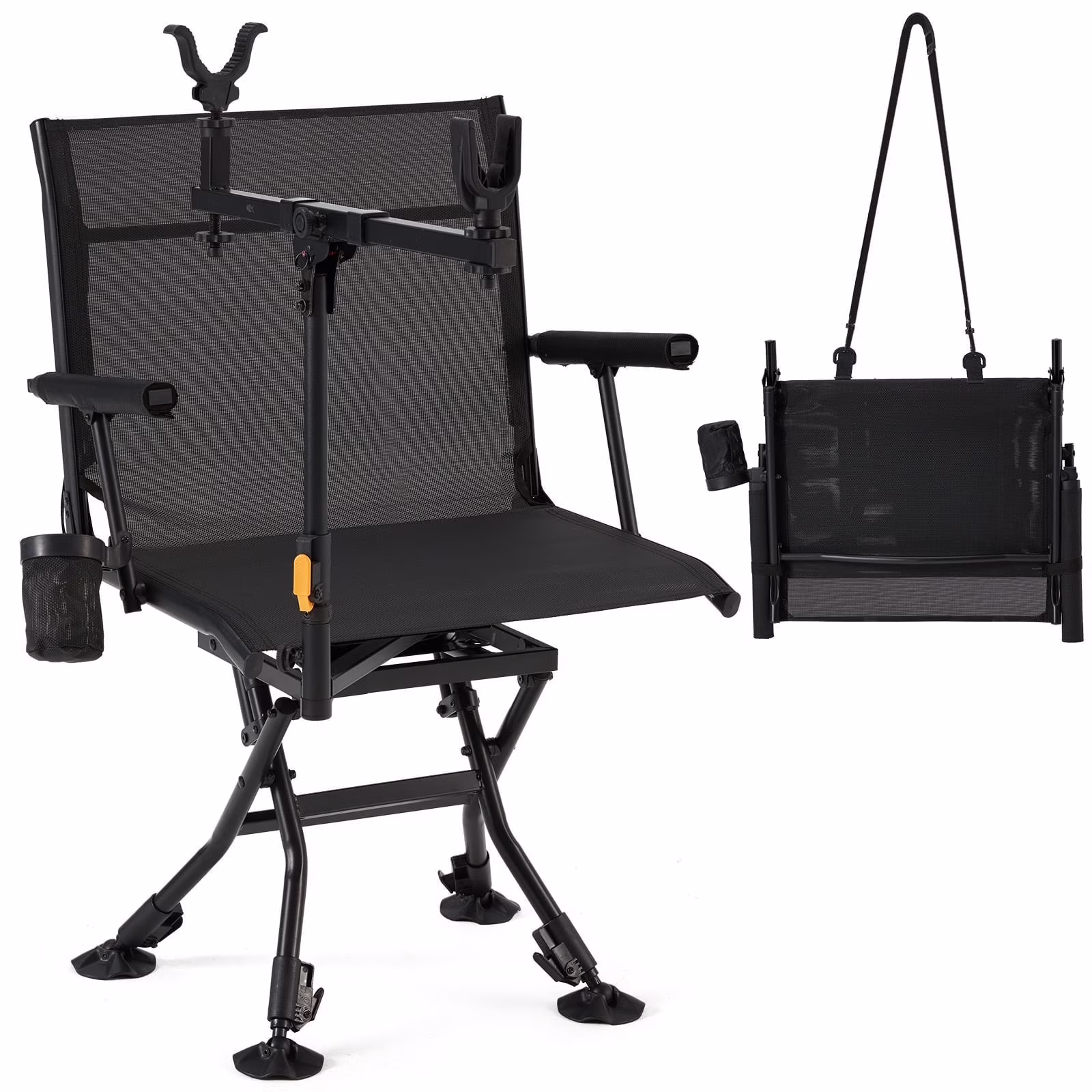 Danrelax 360�� Silent Camo Hunting Blind Chair, Armrests, Side Pouch, Telescopic Legs - Image 11