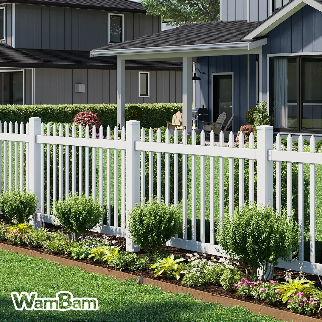 WamBam White Vinyl Picket Fence Panel Kit, 4ft H x 6ft W, 1 Panel + 1 Post - BL19101 - Image 3 WamBam White Vinyl Picket Fence Panel Kit, 4ft H x 6ft W, 1 Panel + 1 Post - BL19101 - Image 3
