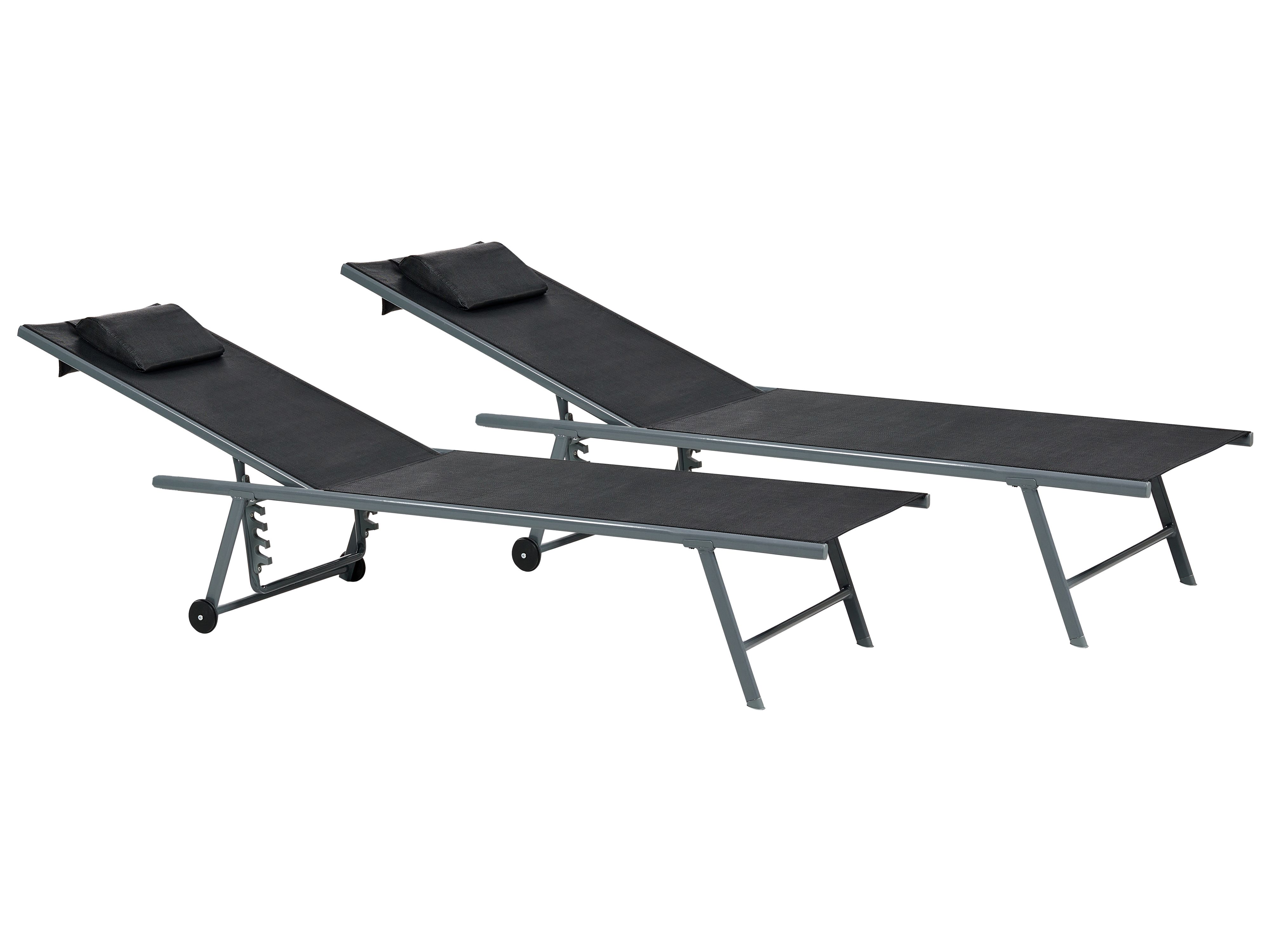 Set of 2 Sun Loungers SORONI Metal Black