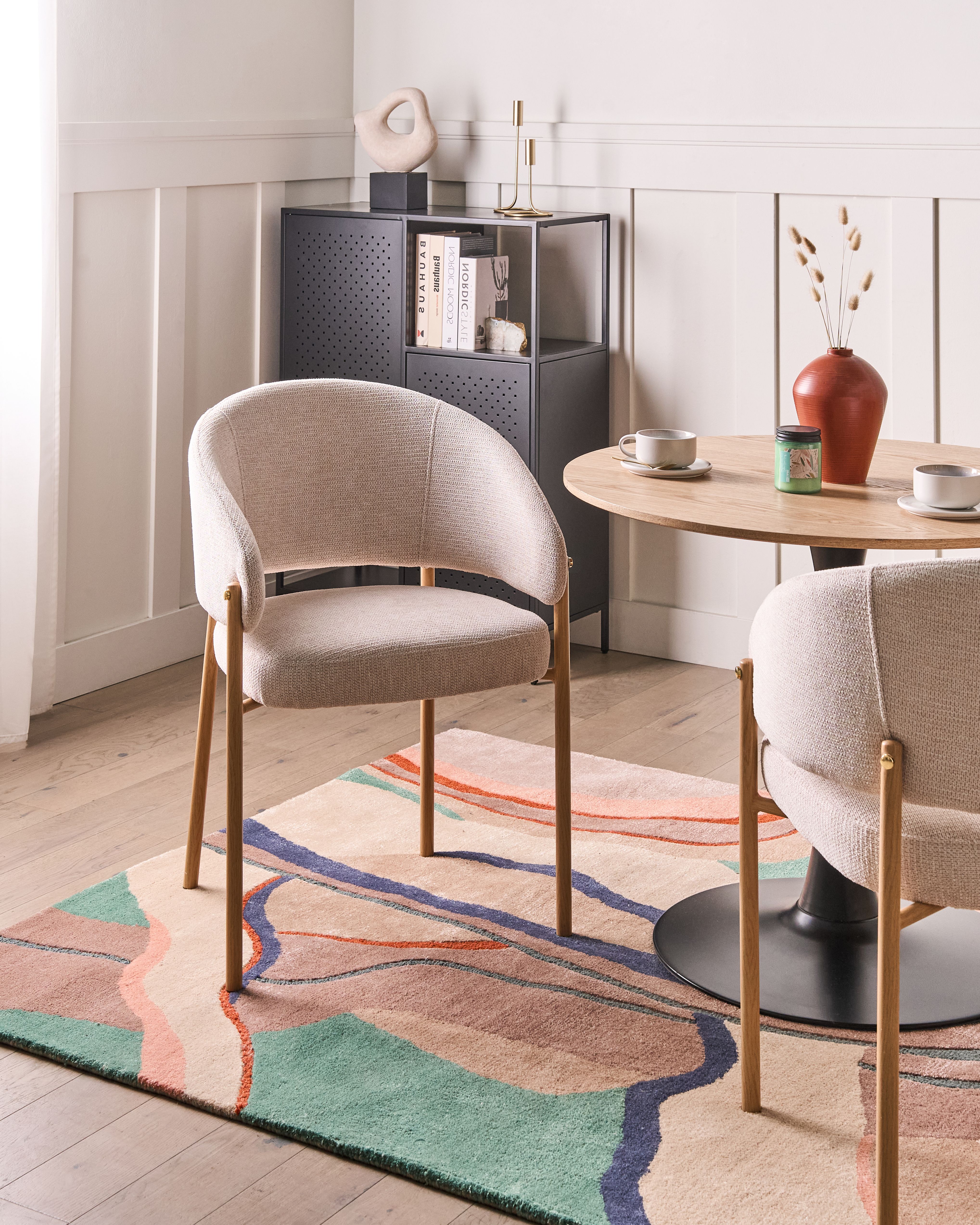 Set of 2 Dining Chairs ZANE Fabric Light Beige