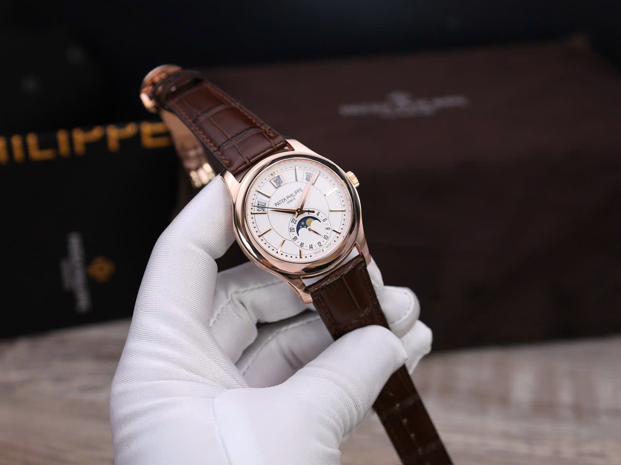 Patek Philippe 5205R 18K Rose Gold Wrapped Replica Watch 40mm - Elite Watch Atelier