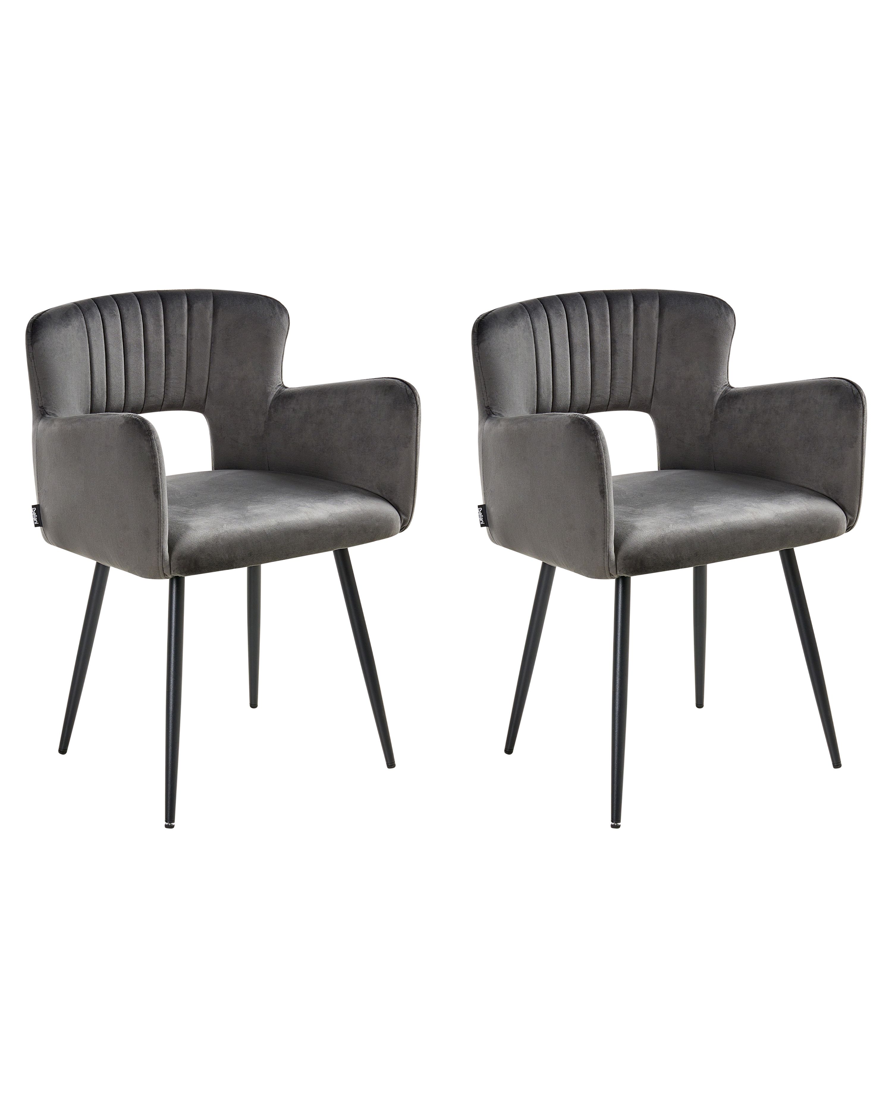 Set of 2 Dining Chairs SANILAC Velvet Dark Grey