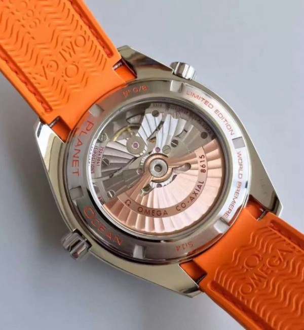 Replica Omega Planet Ocean SS GMT Gray Dial Orange Bezel Rubber Strap A8615 - Top club