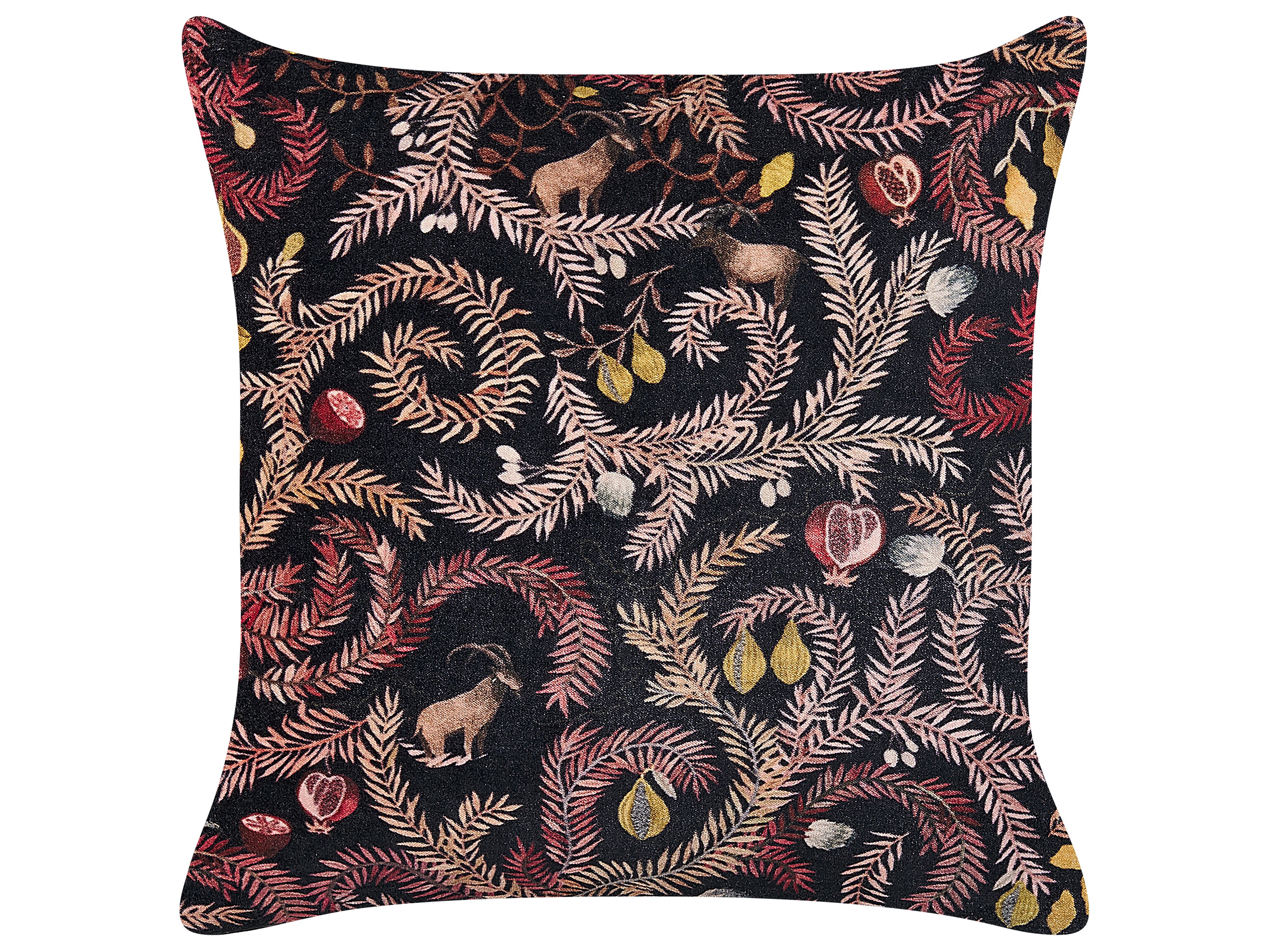 Throw Cushion RICINUS Velvet 45 x 45 cm Black Oriental Pattern