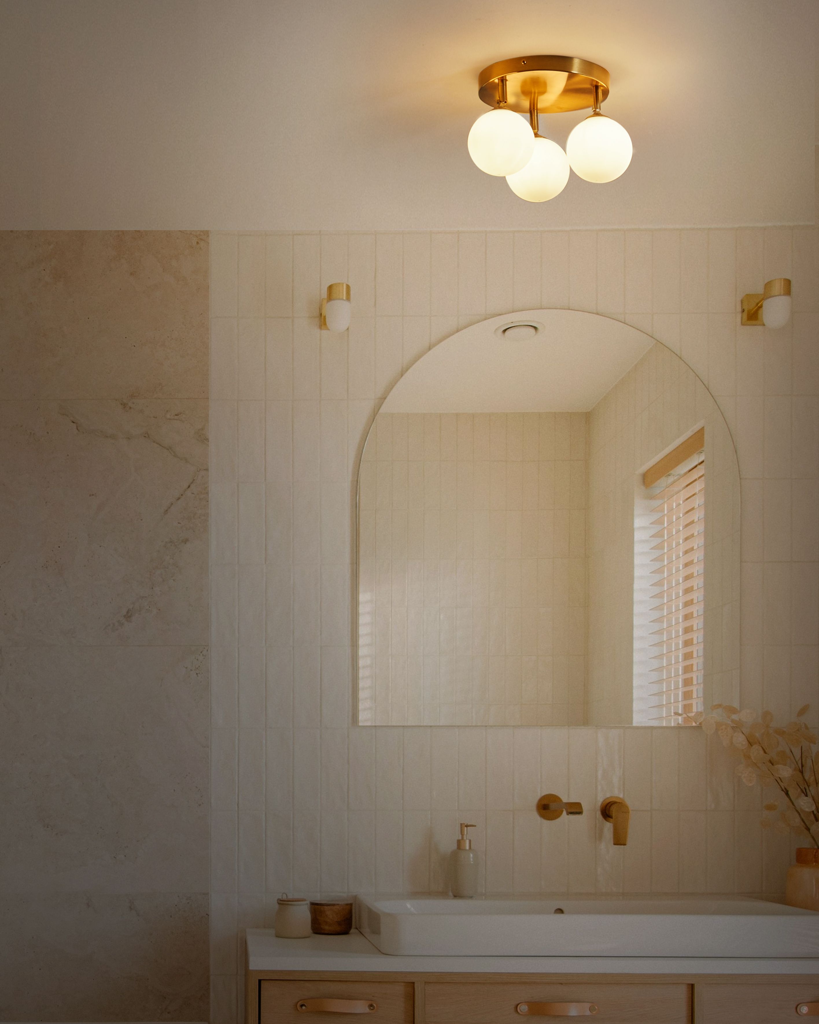Ceiling Lamp MAVILLA Glass Brass
