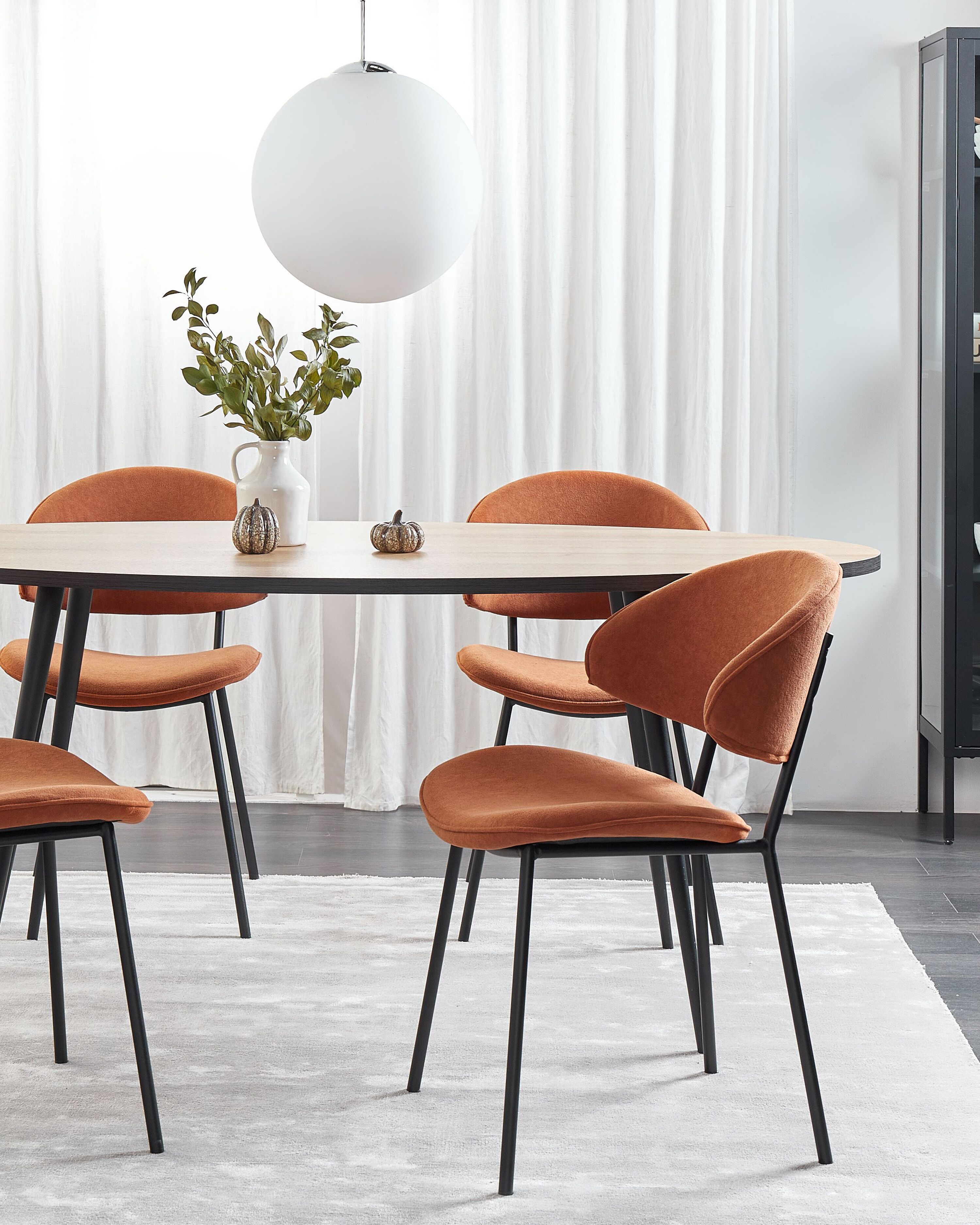 Set of 2 Dining Chairs KIANA Fabric Orange