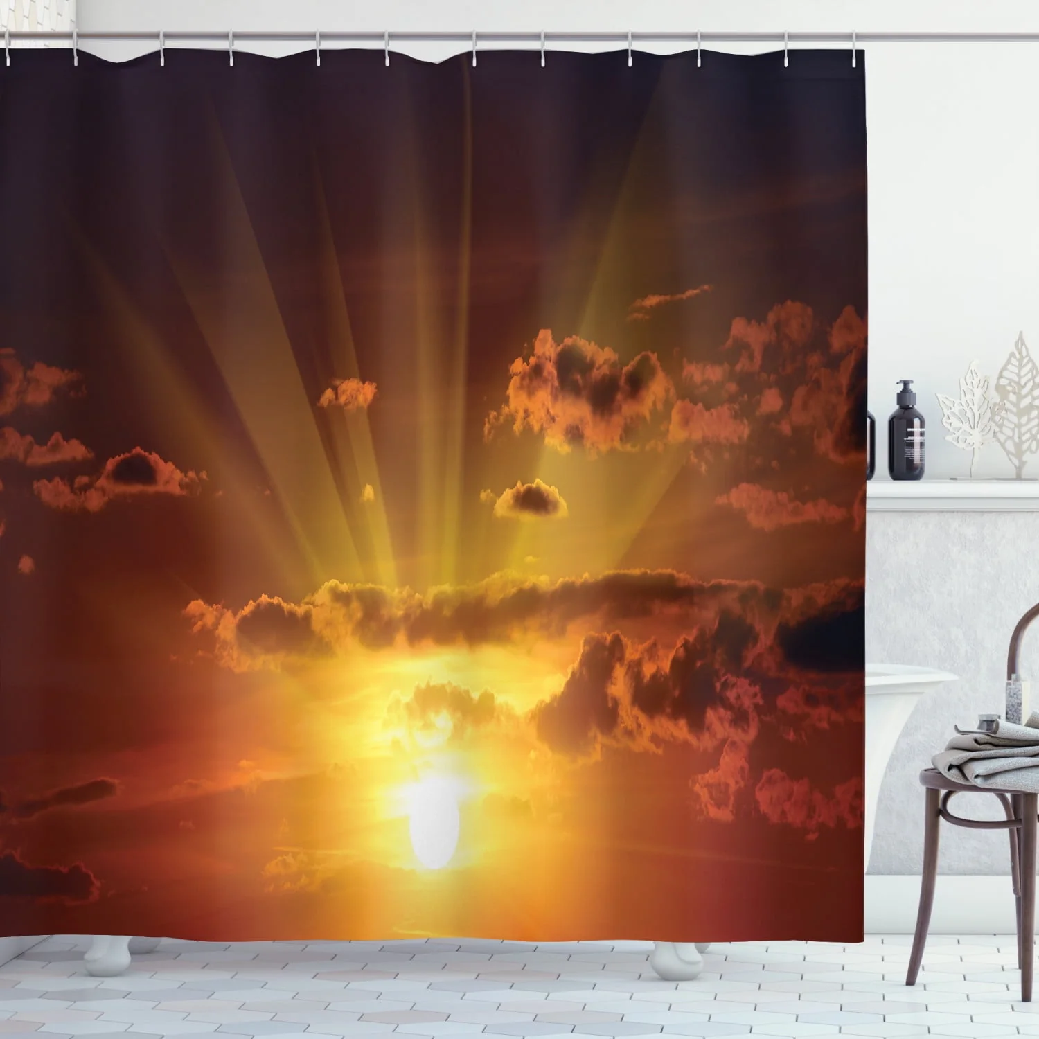 Ambesonne Yellow Flower Window Valance, Abstract Geometric 60's Pattern in Modern Design Pastel Colors, Curtain Valance for Kitchen Bedroom Decor with Rod Pocket, 54