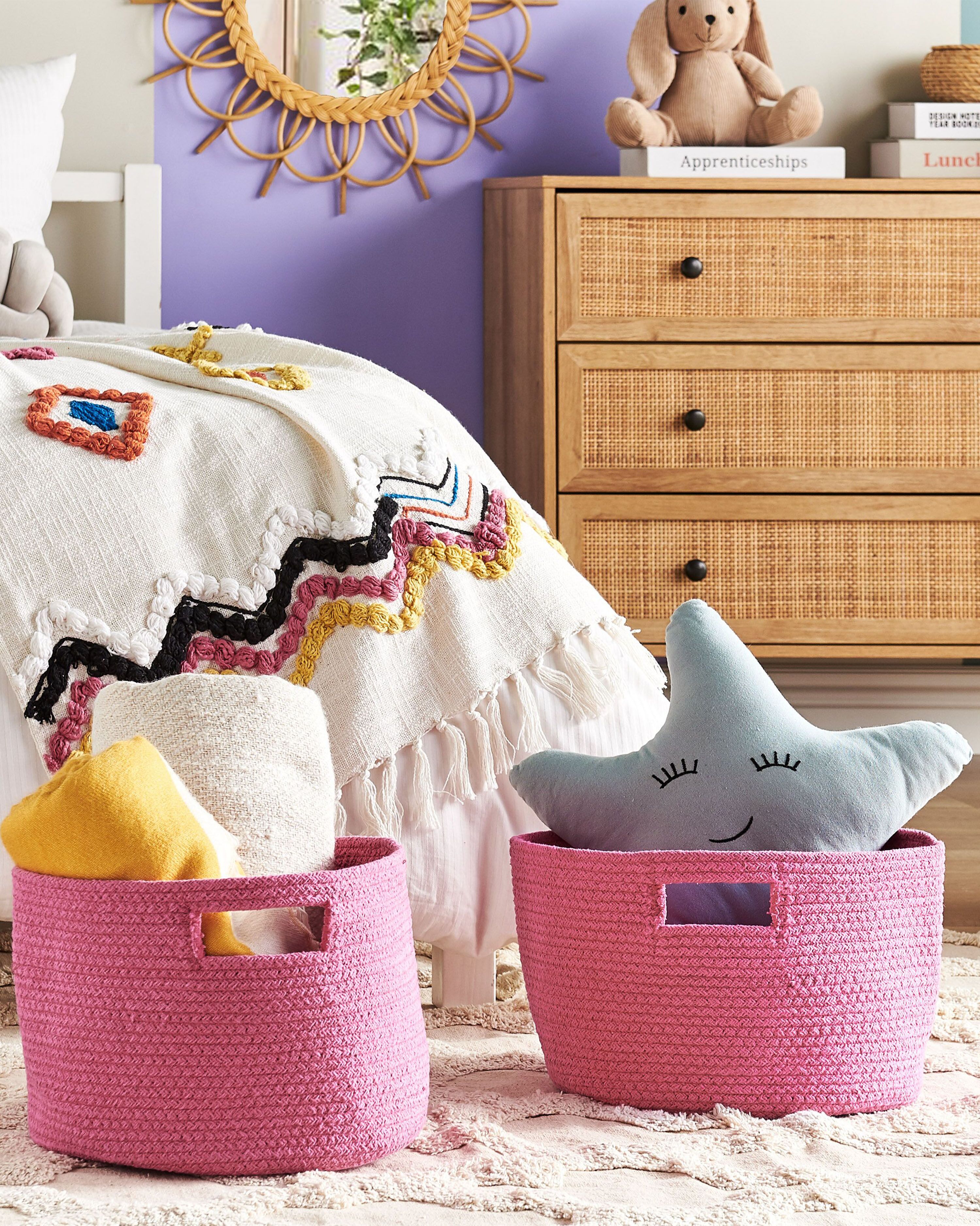 Set of 2 Baskets CHINIOT Cotton Fuchsia Pink