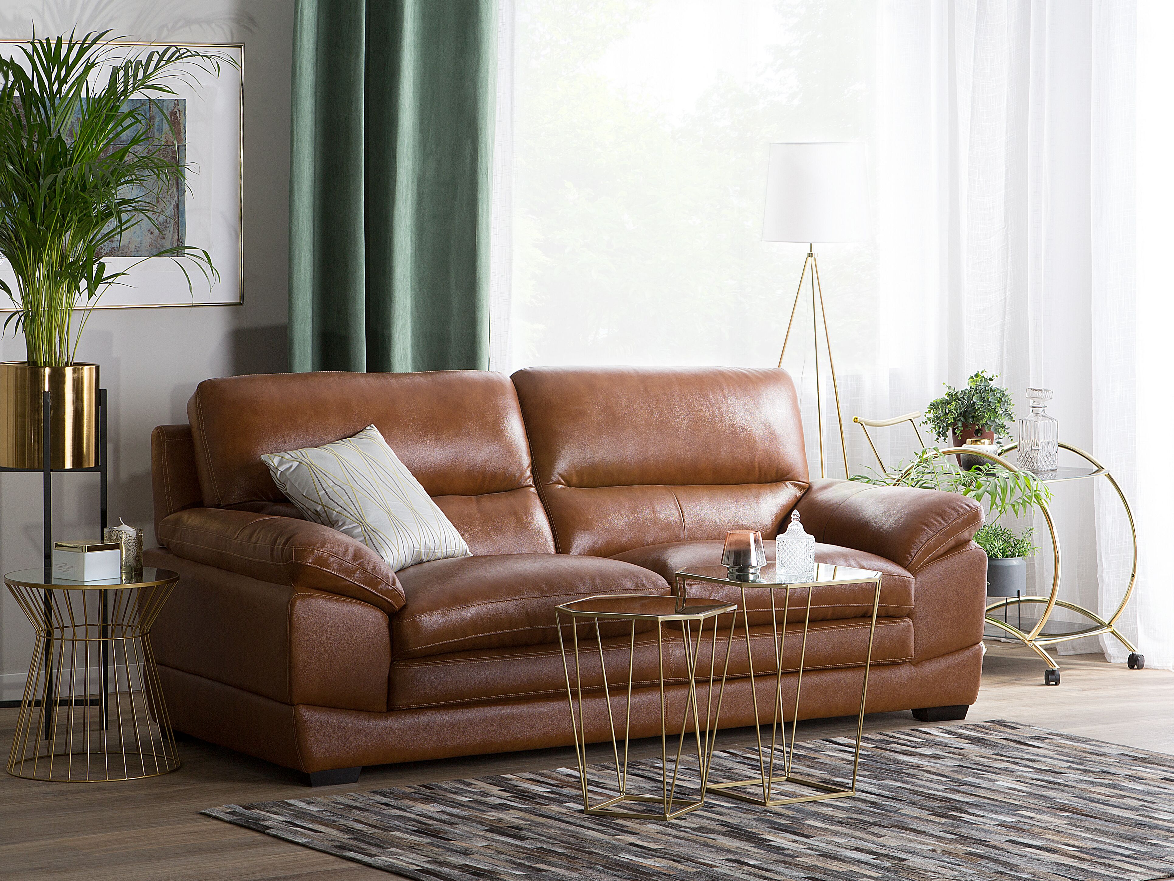 Sofa 3 Seater HORTEN Leather Golden Brown