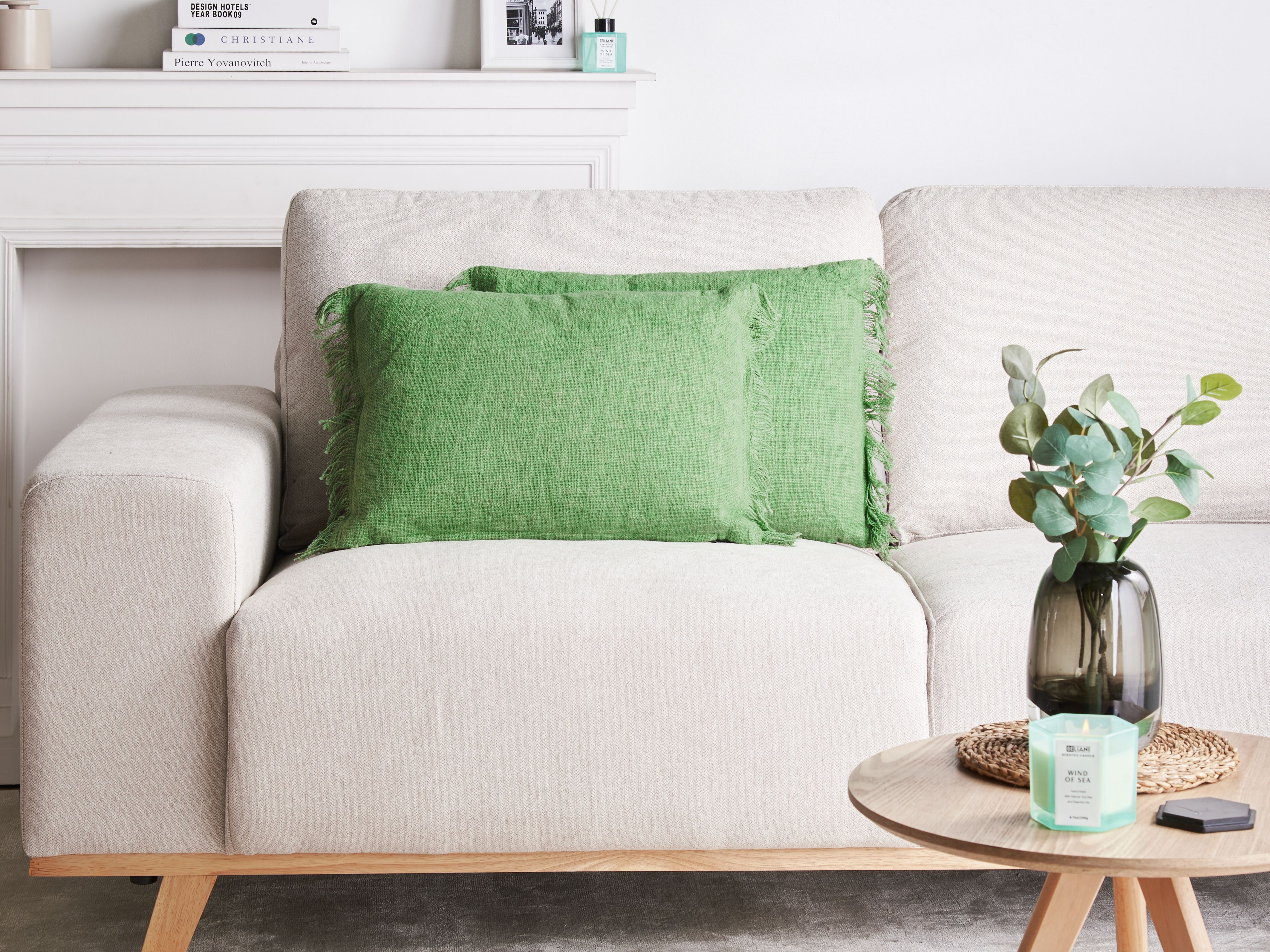 Set of 2 Decorative Cushions MABA Cotton 50 x 35 cm Green Solid