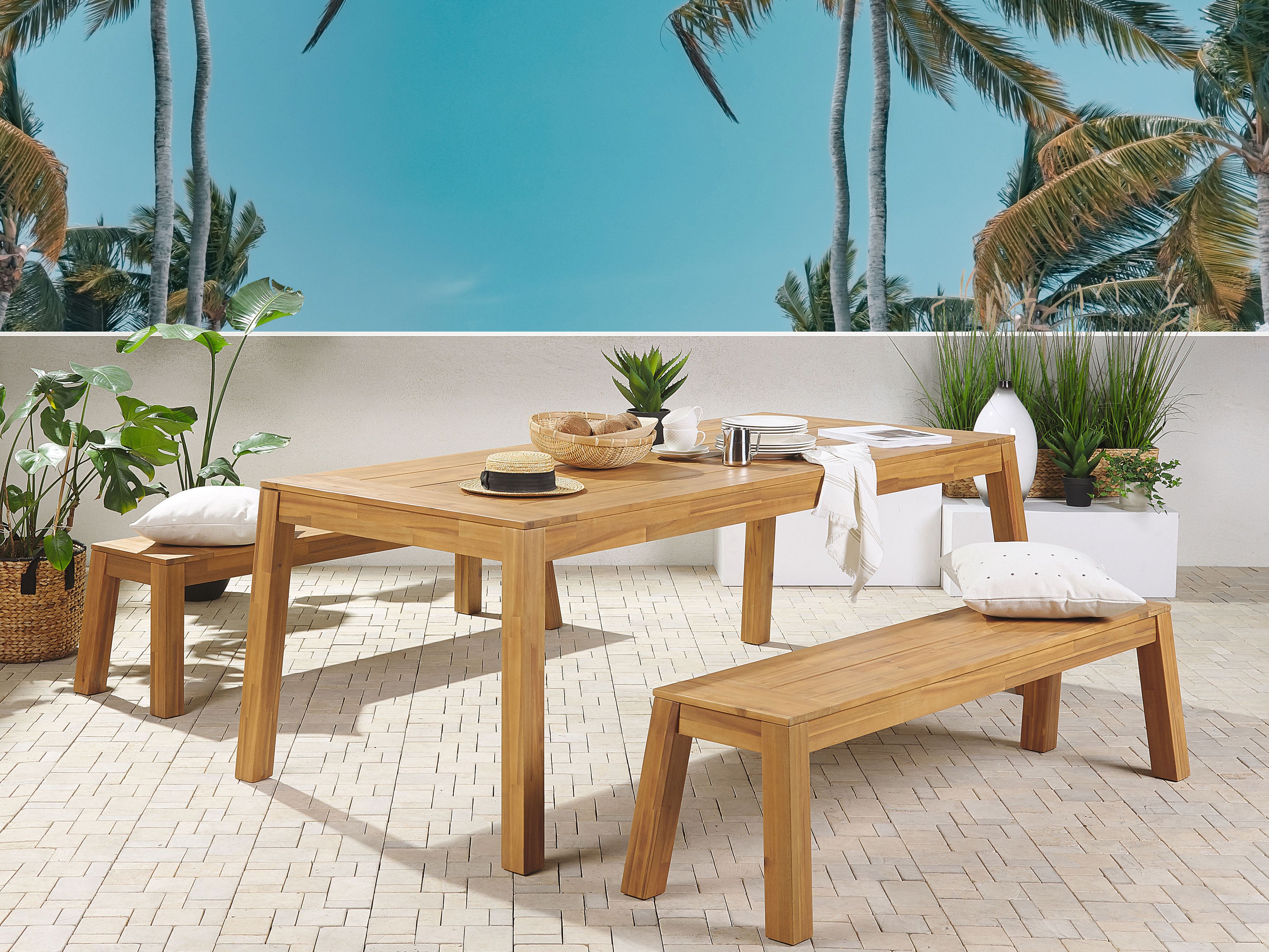 Garden Dining Table LIVORNO 210 cm 90 cm Acacia Wood Brown