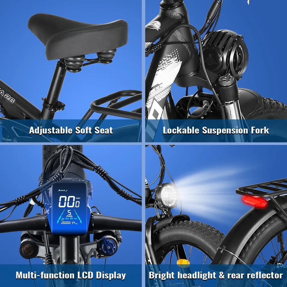TUTTIO Adria26 5000W Electric Mountain Bike for Adults, 26" Fat Tire E-Bike for Men, 7 Speed, Max 46Mph - Image 6