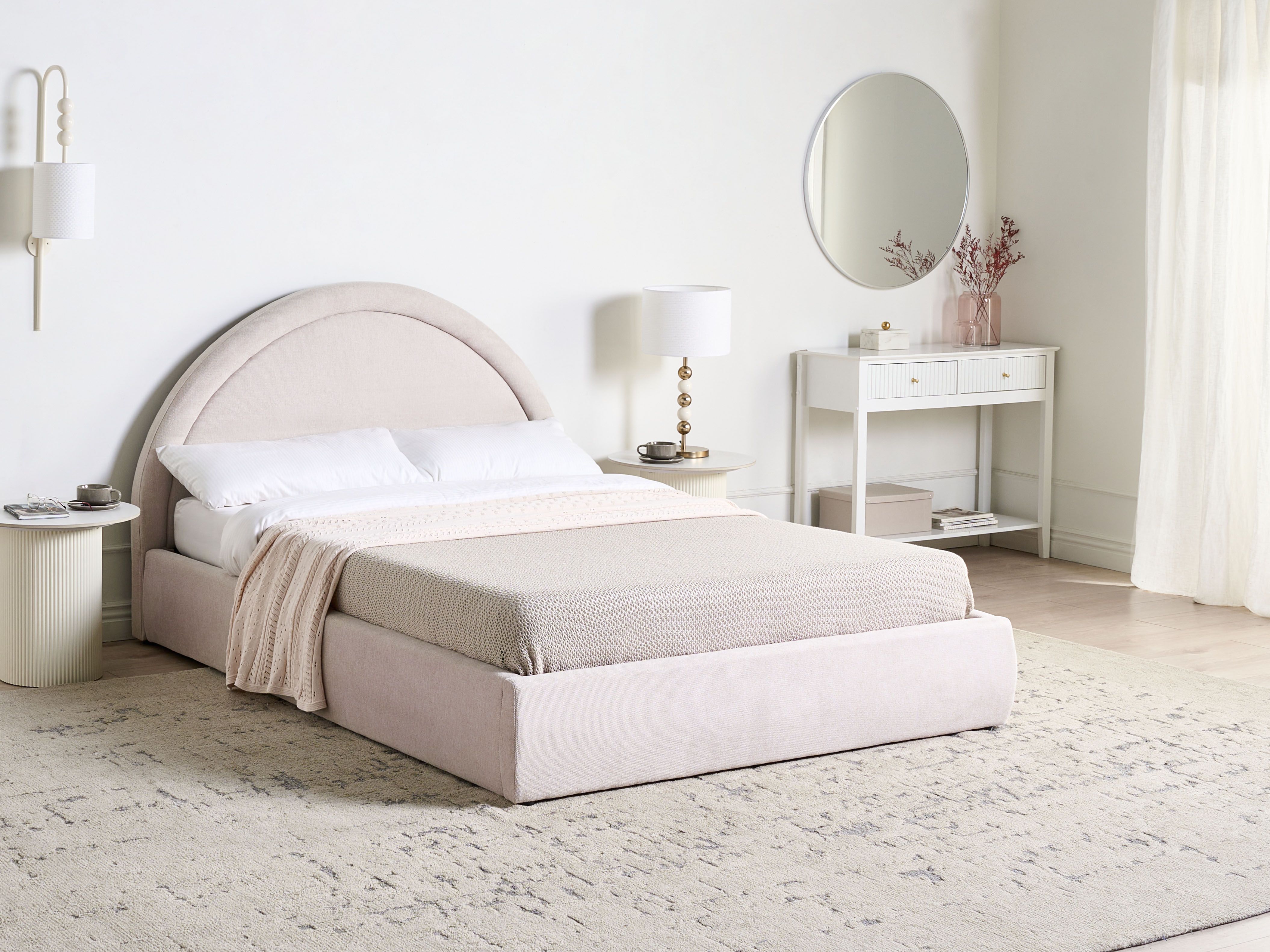 Ottoman Bed Fabric MOUZON 140 x 200 cm (EU Double) Light Beige