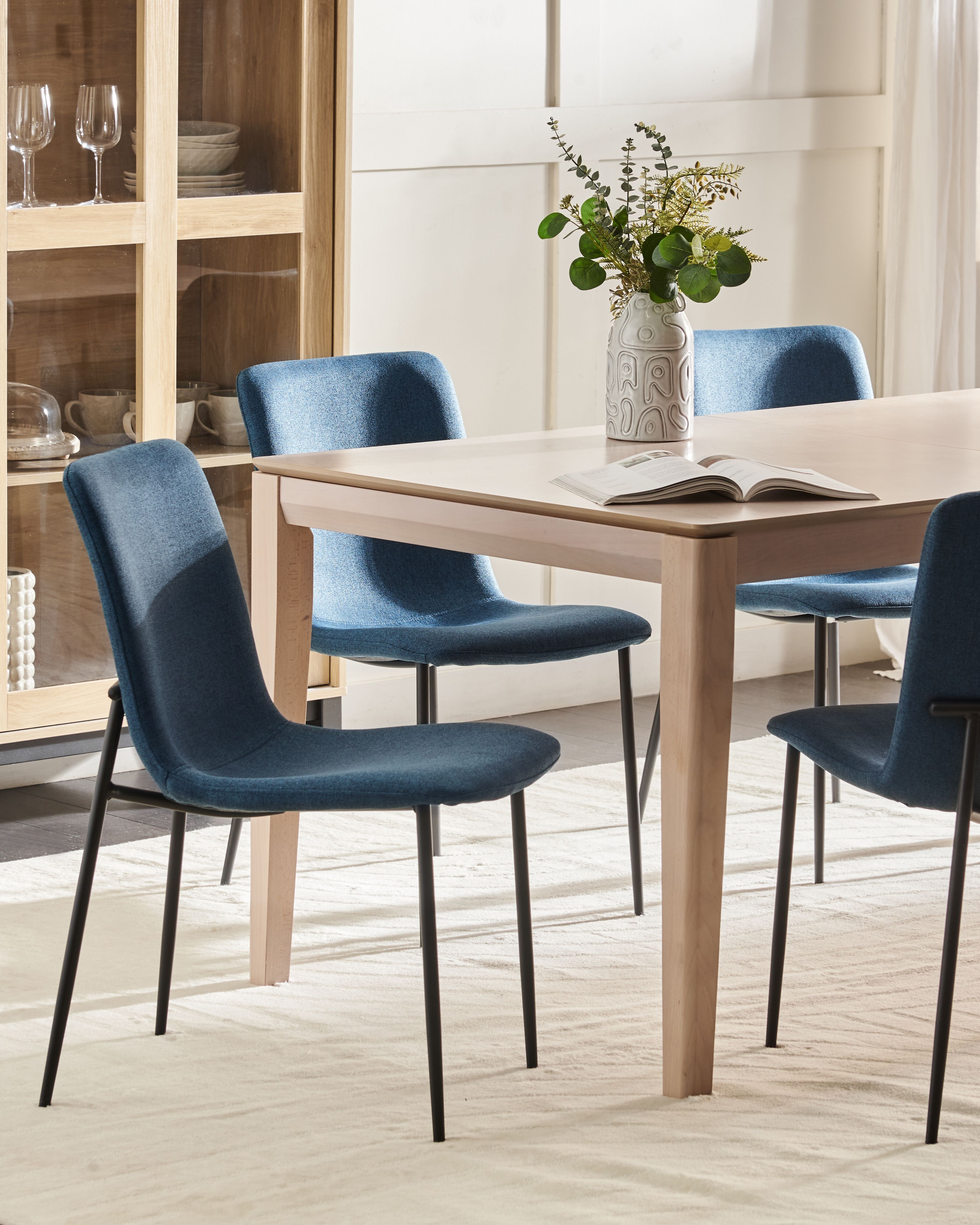 Set of 4 Dining Chairs GLENDIVE Fabric Dark Blue