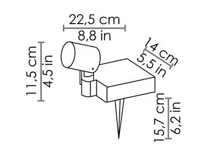Projecteur solaire de sol LED 1,3 W avec batterie et panneau photovoltaïque, IP65, gris foncé