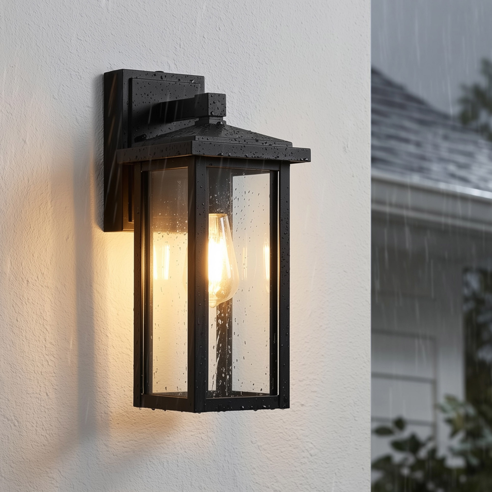 Globe Electric 14' Matte Black Outdoor Wall Light with GFCI Outlet - Image 5