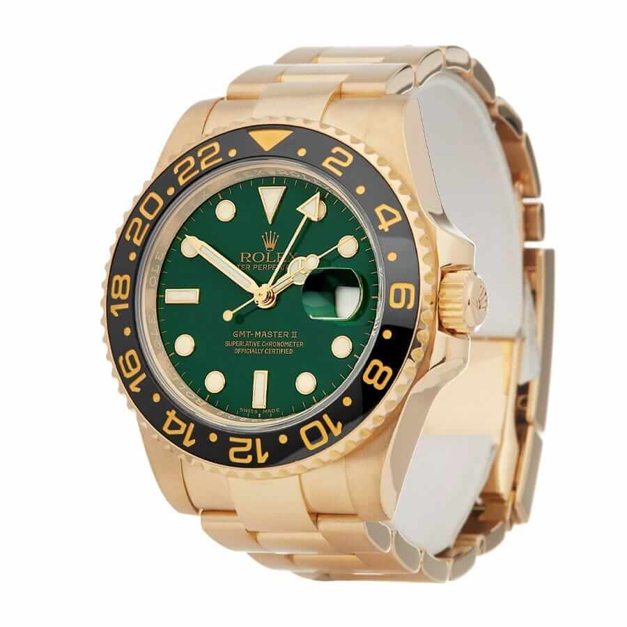 Rolex GMT-Master II 11678LN Yellow Gold Green Dial oyster Replica - Elite Watch Atelier