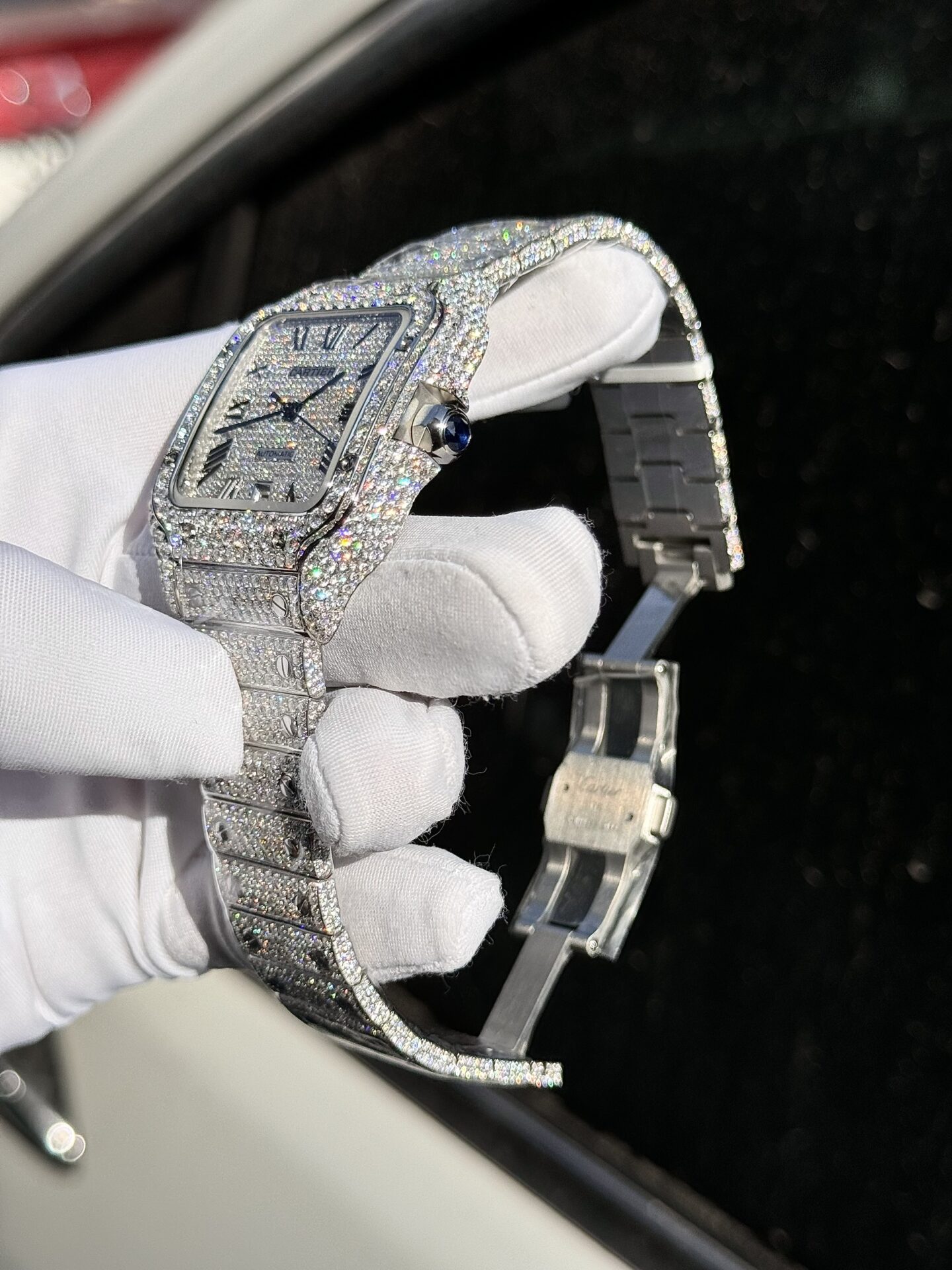 Cartier Santos Replica Watch Full Diamond Moissanite Hong Kong 39.8mm - Top club