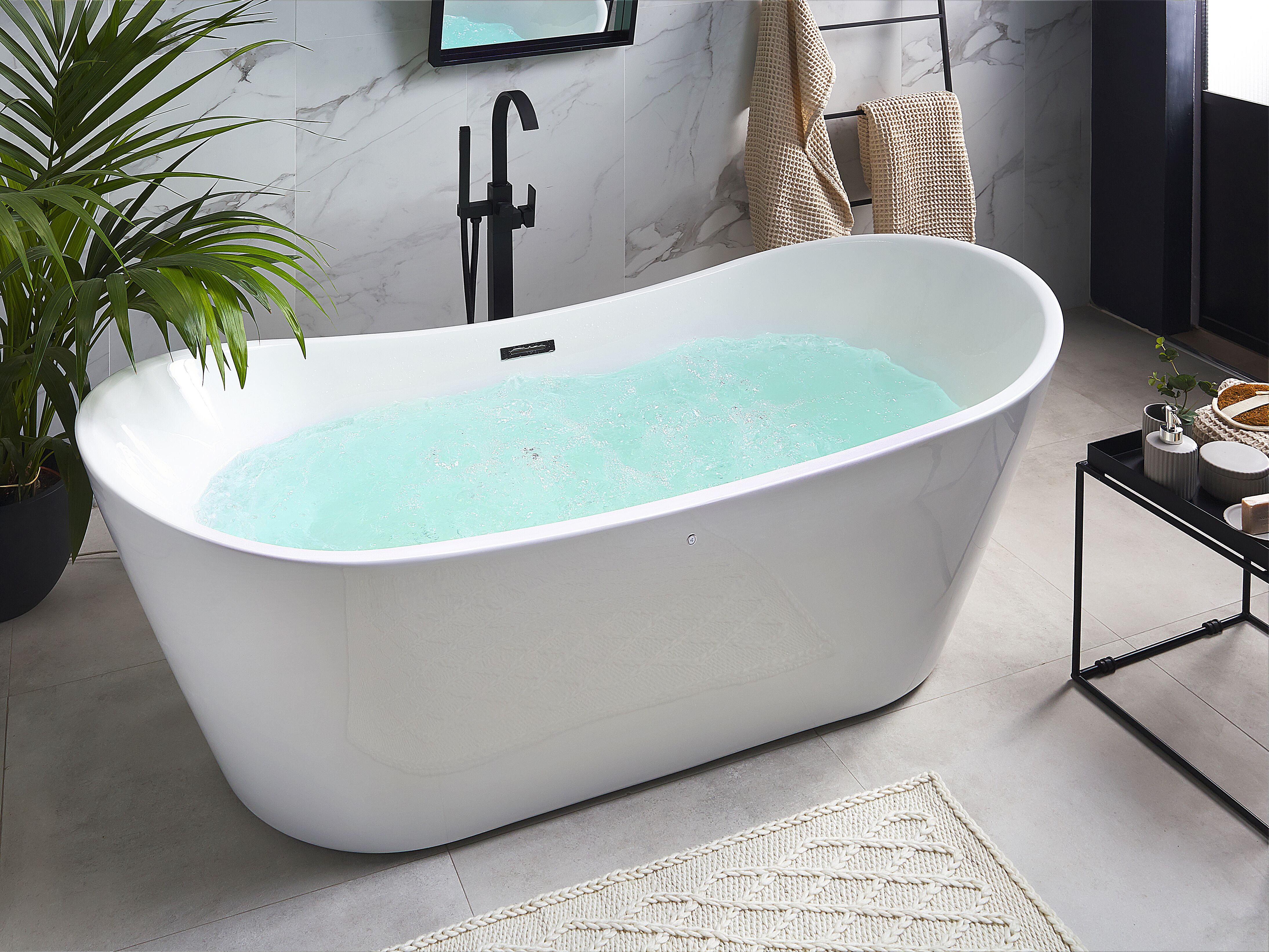 Freestanding Hot Tub with LED ANTIGUA 1680 x 800 mm White