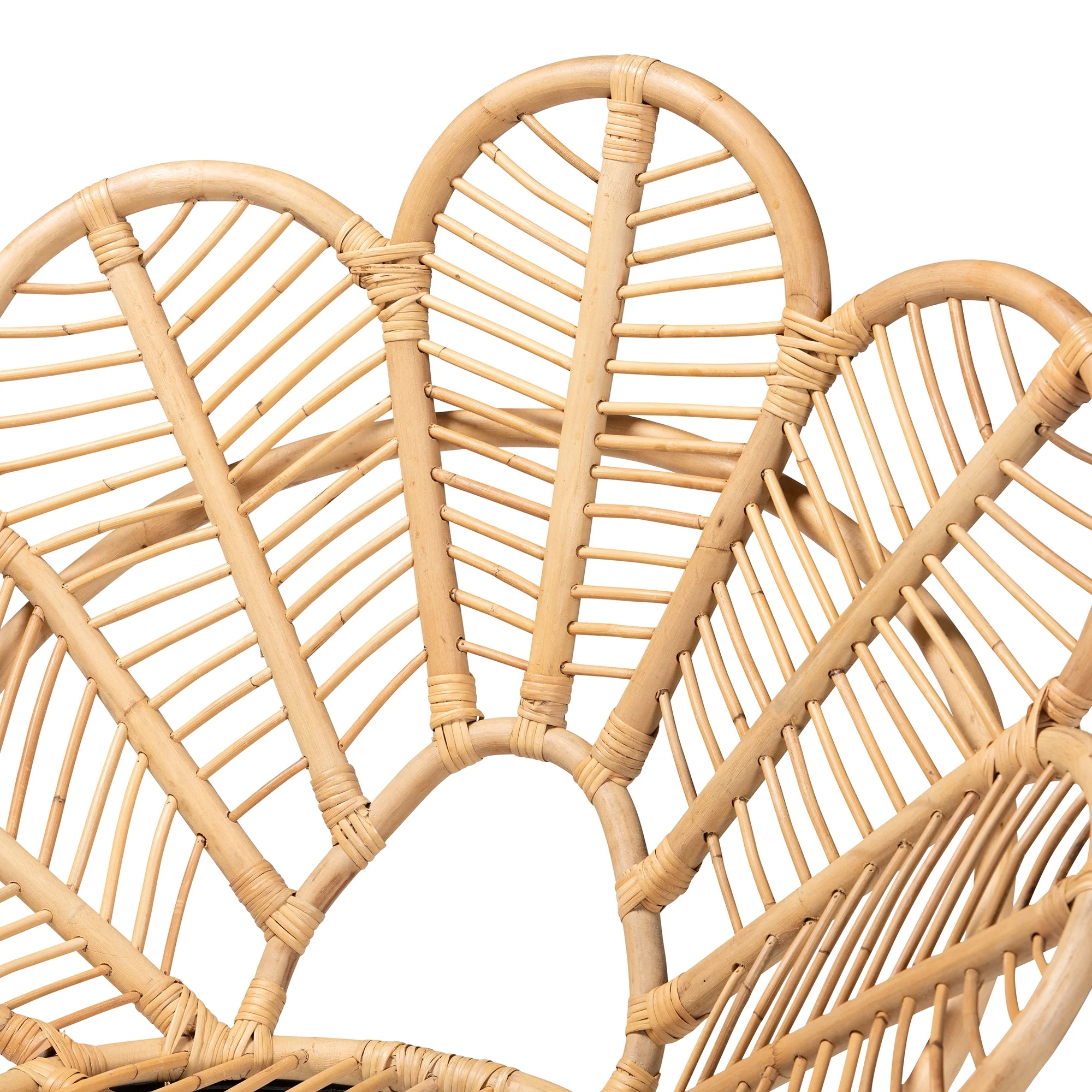 bali & pari Garan Modern Bohemian Natural Brown Rattan and Black Metal Accent Chair - Image 6