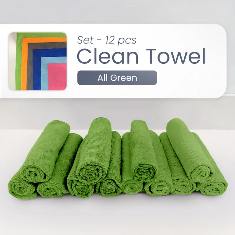 Heavy-Duty Ultra-Fine Fiber Cleaning Cloth - Highly Absorbent Lint-Free, Non-Slip Towel Square Multi-Purpose