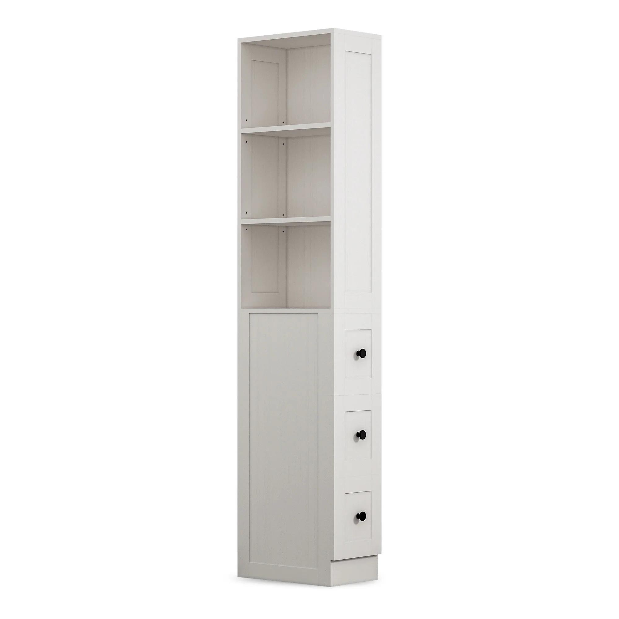 LAUSAINT HOME Bathroom Storage Cabinet, Tall Thin White Storage with 2 Adjustable Shelves & 3-level Drawers for Home, Kitchen - Image 7