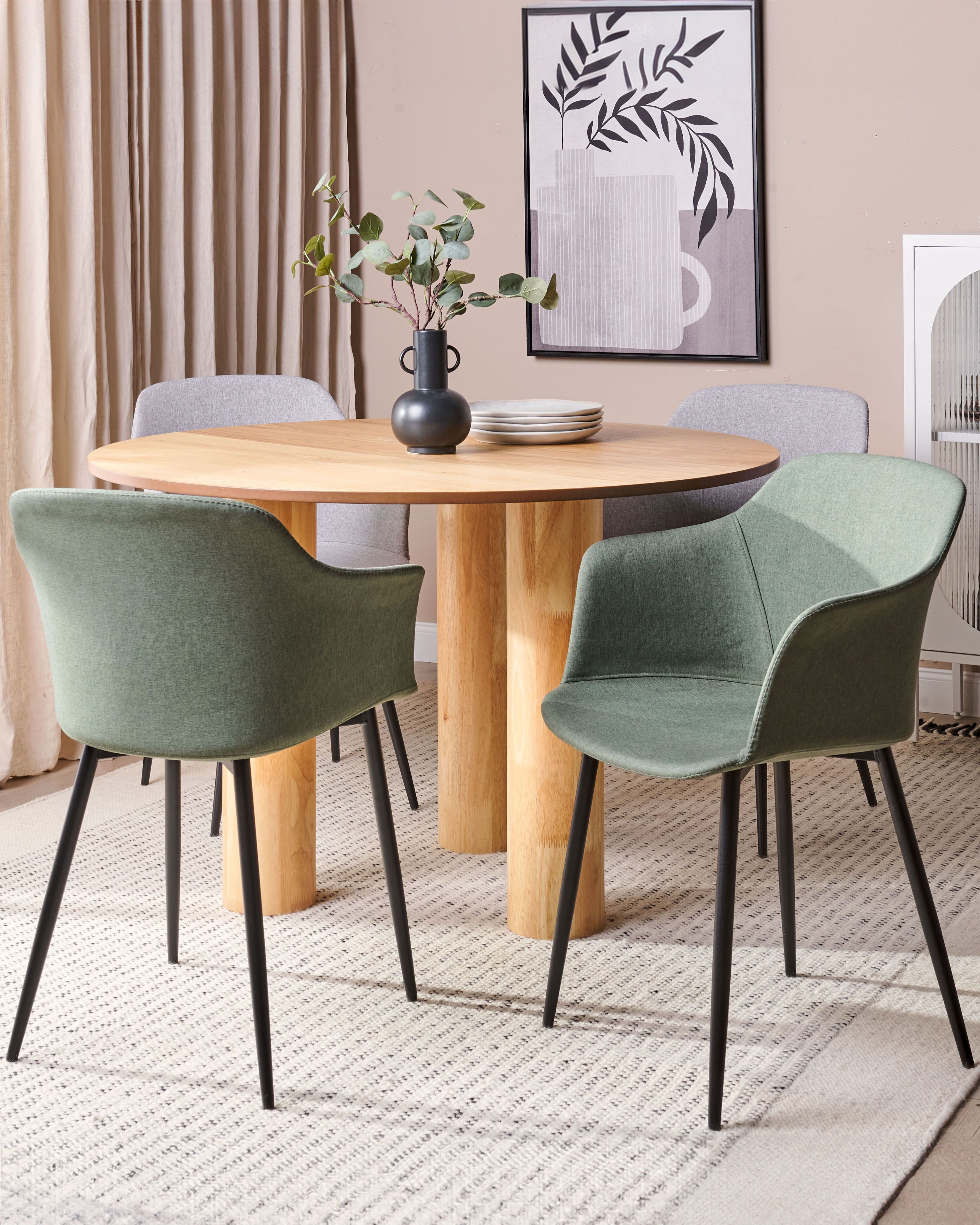 Set of 2 Dining Chairs ELIM Fabric Dark Green