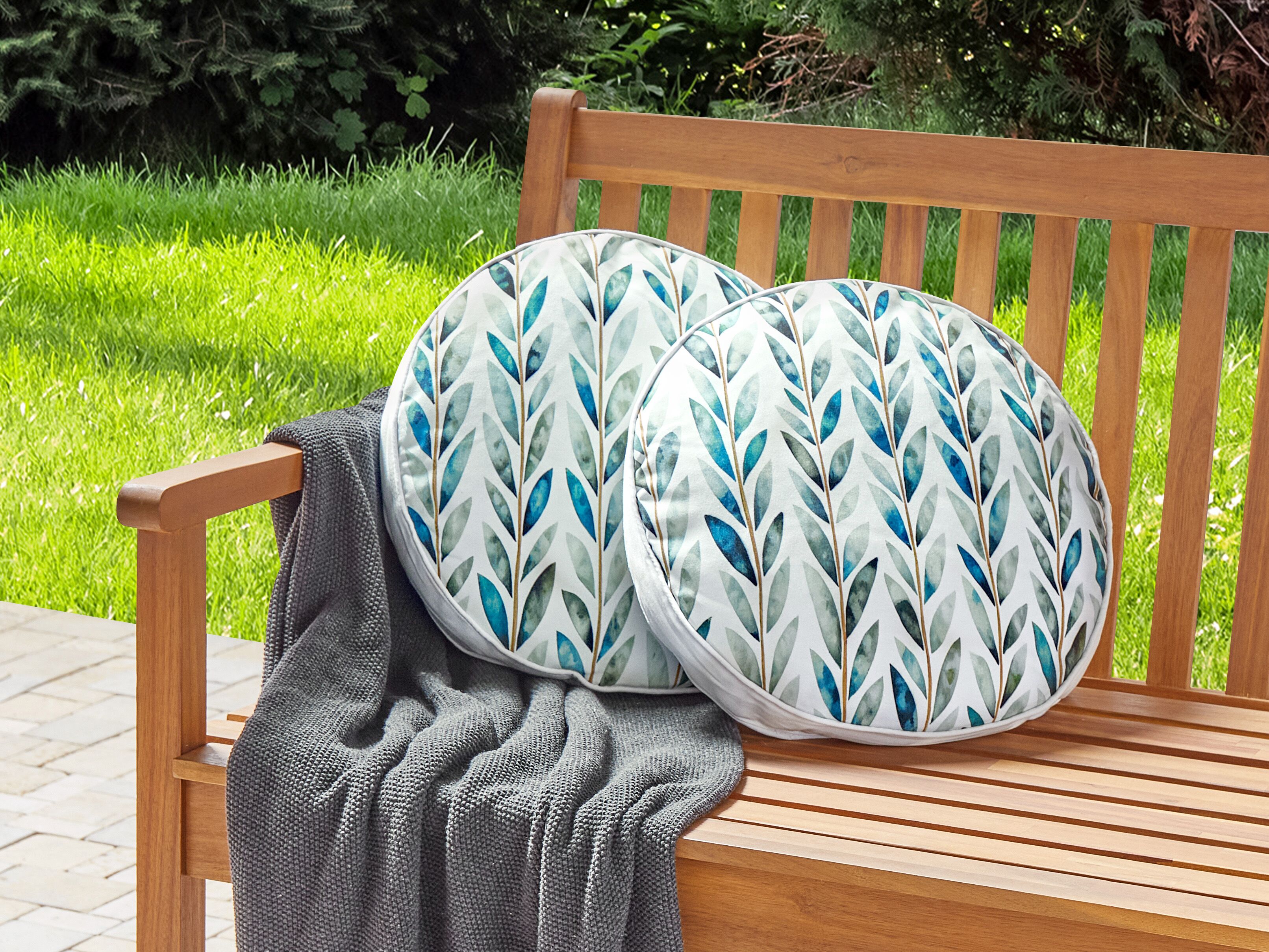 Set of 2 Outdoor Cushions LOANO Plant Pattern 40 x 40 cm Green