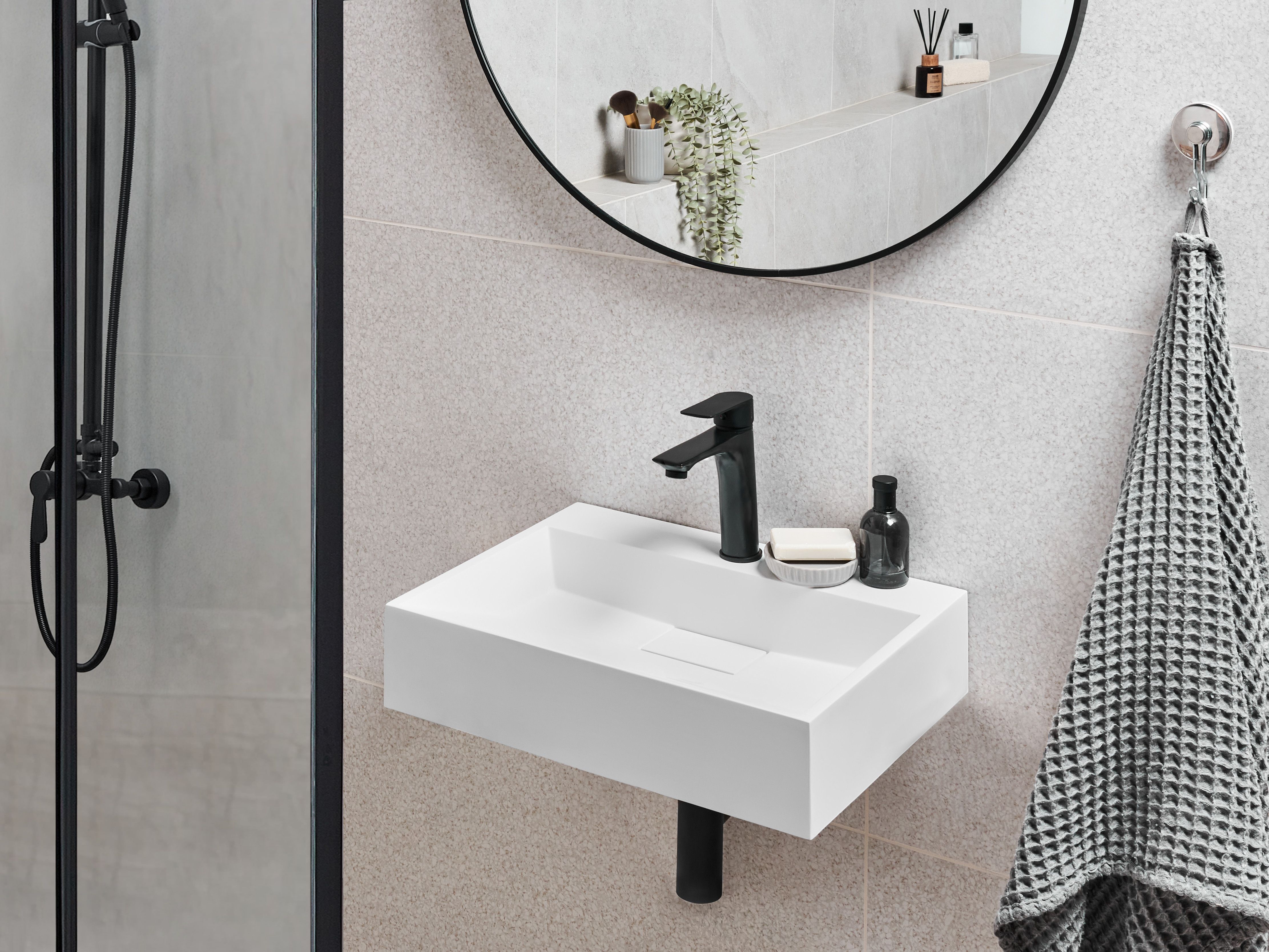 Wall Hung Basin QUENKO 500 x 380 mm Mineral Cast White