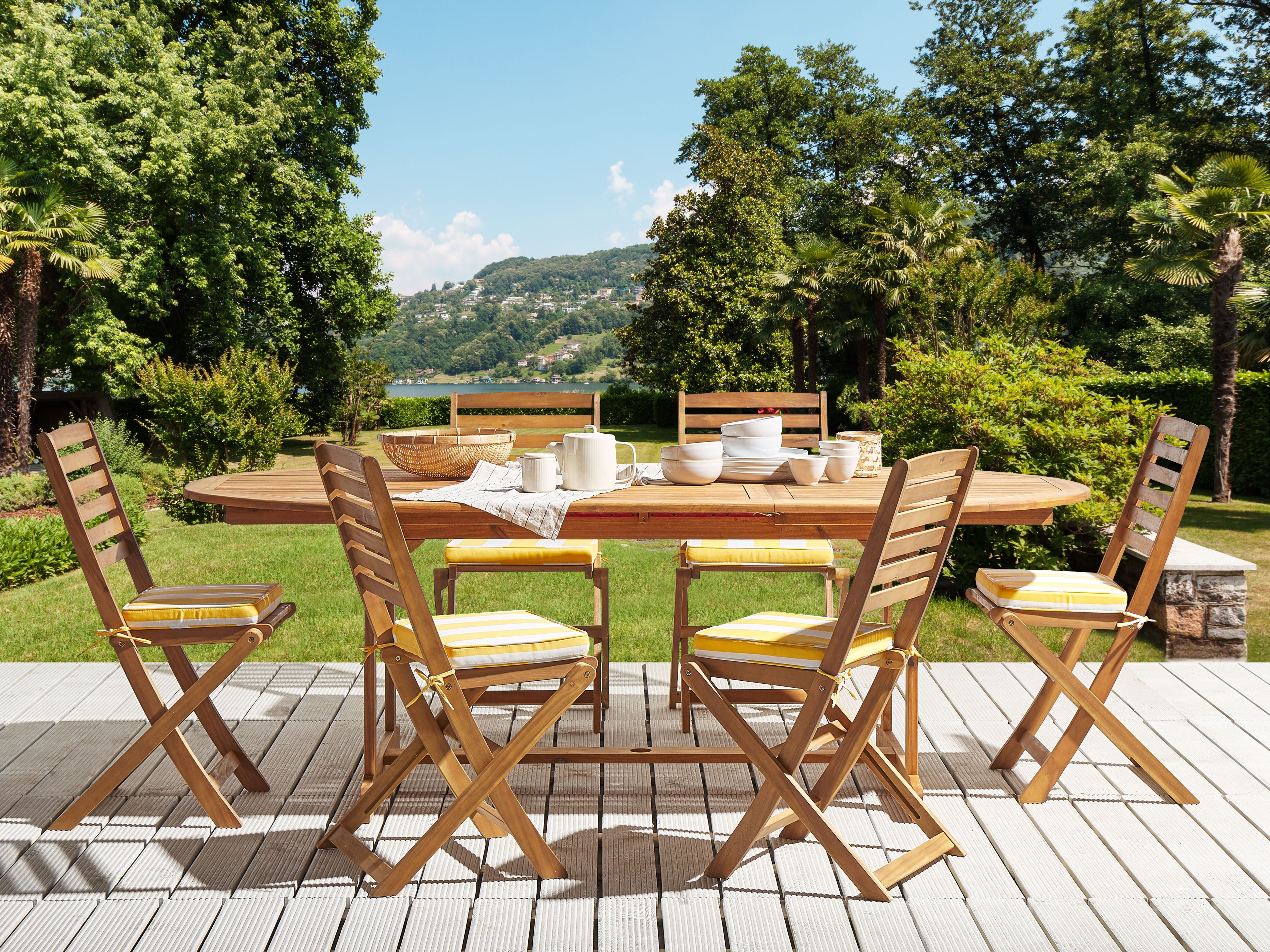 Set of 6 Garden Chair Cushions TOLVE 39 x 31 cm Yellow
