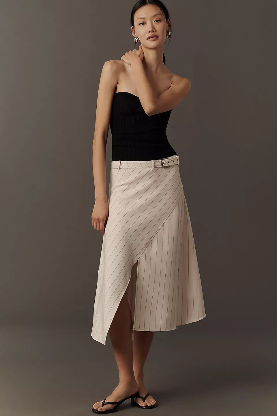 Asymmetric Midi Wrap Skirt