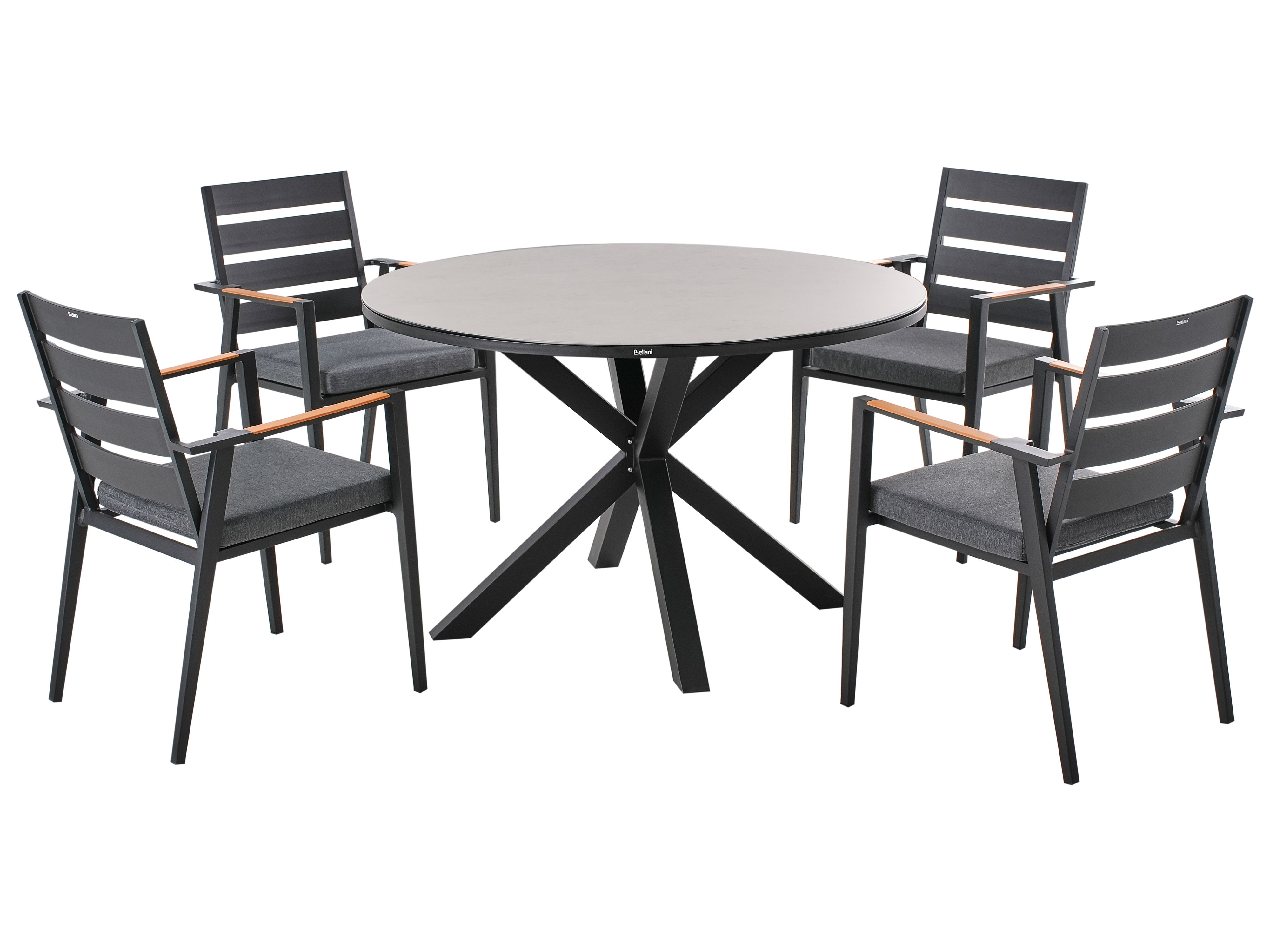 Garden Dining Set 4 Seater MALETTO/TAVIANO with Cushions Metal Grey/ Black
