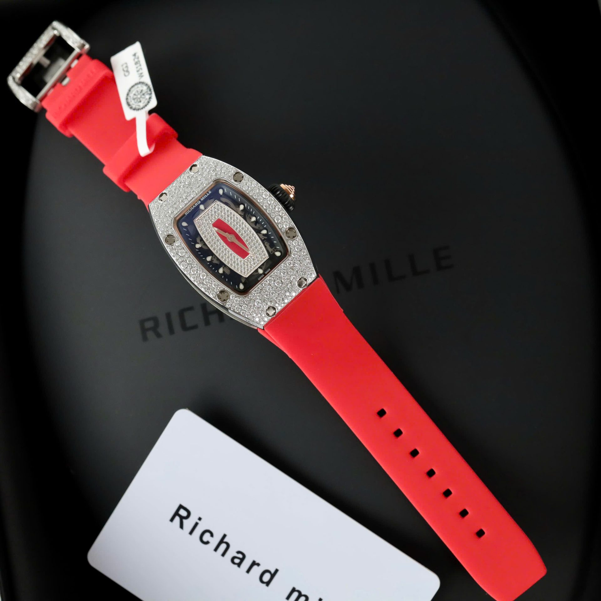 Richard Mille RM007 Red Replica Watch Diamond Moissanite Hong Kong Custom 36mm - Elite Watch Atelier