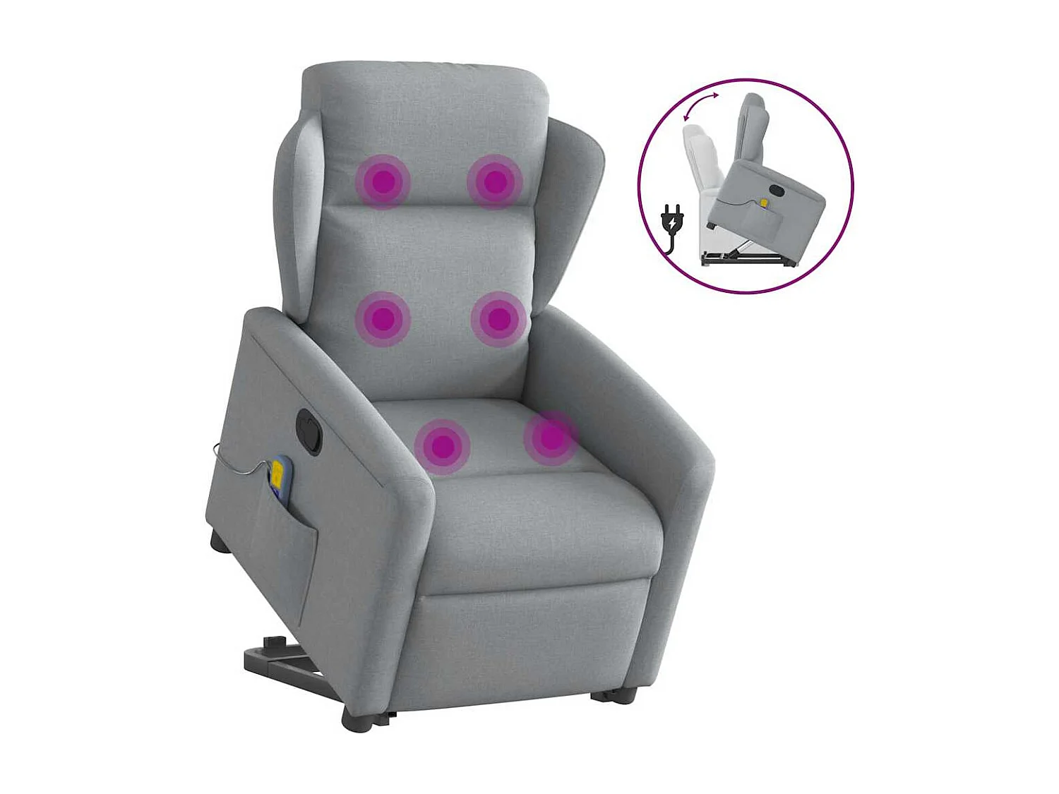 Fauteuil inclinable-Chaise de relax-Fauteuil de Massage Gris clair Tissu SHL3231