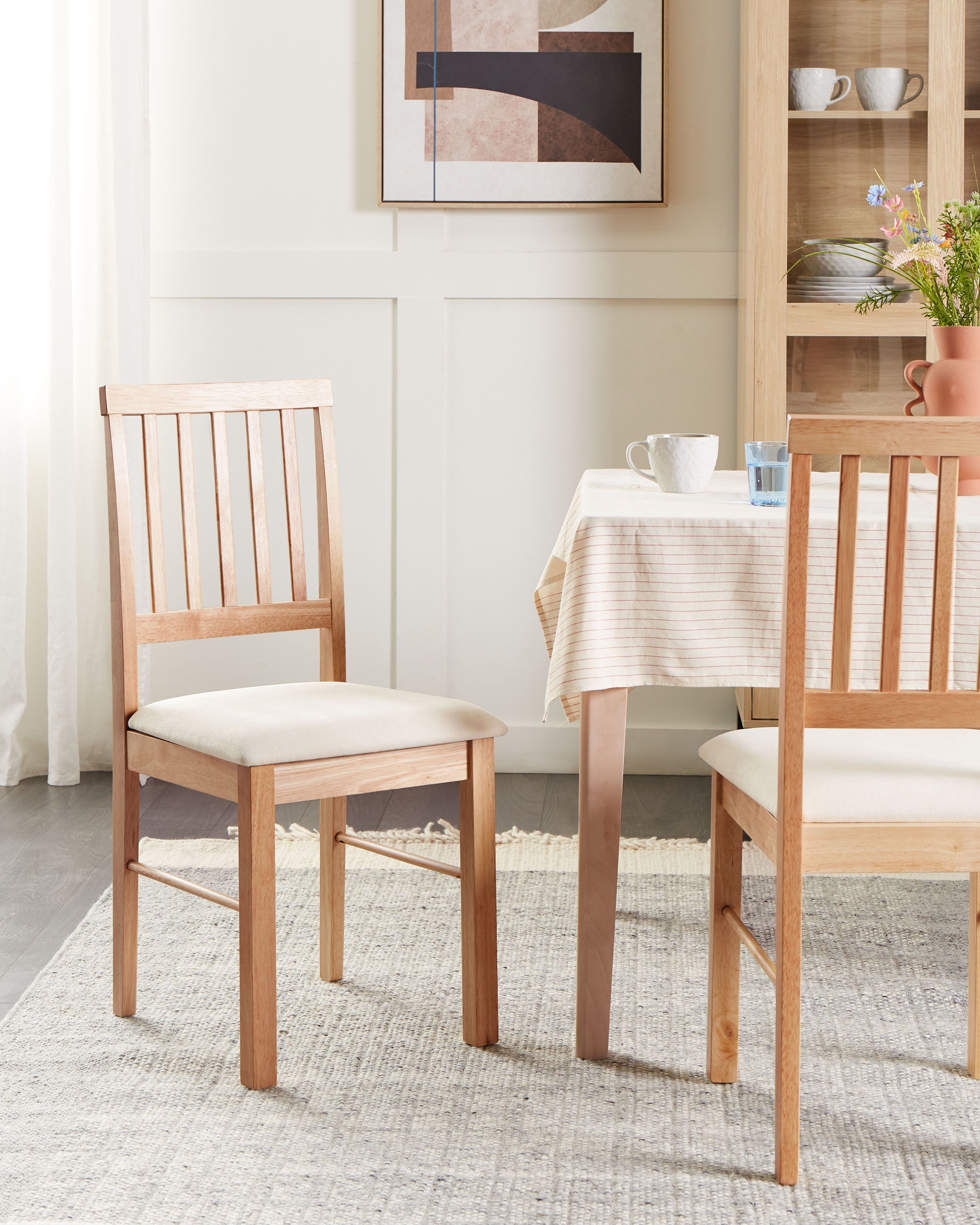 Set of 2 Dining Chairs ORONO Wood Light Brown