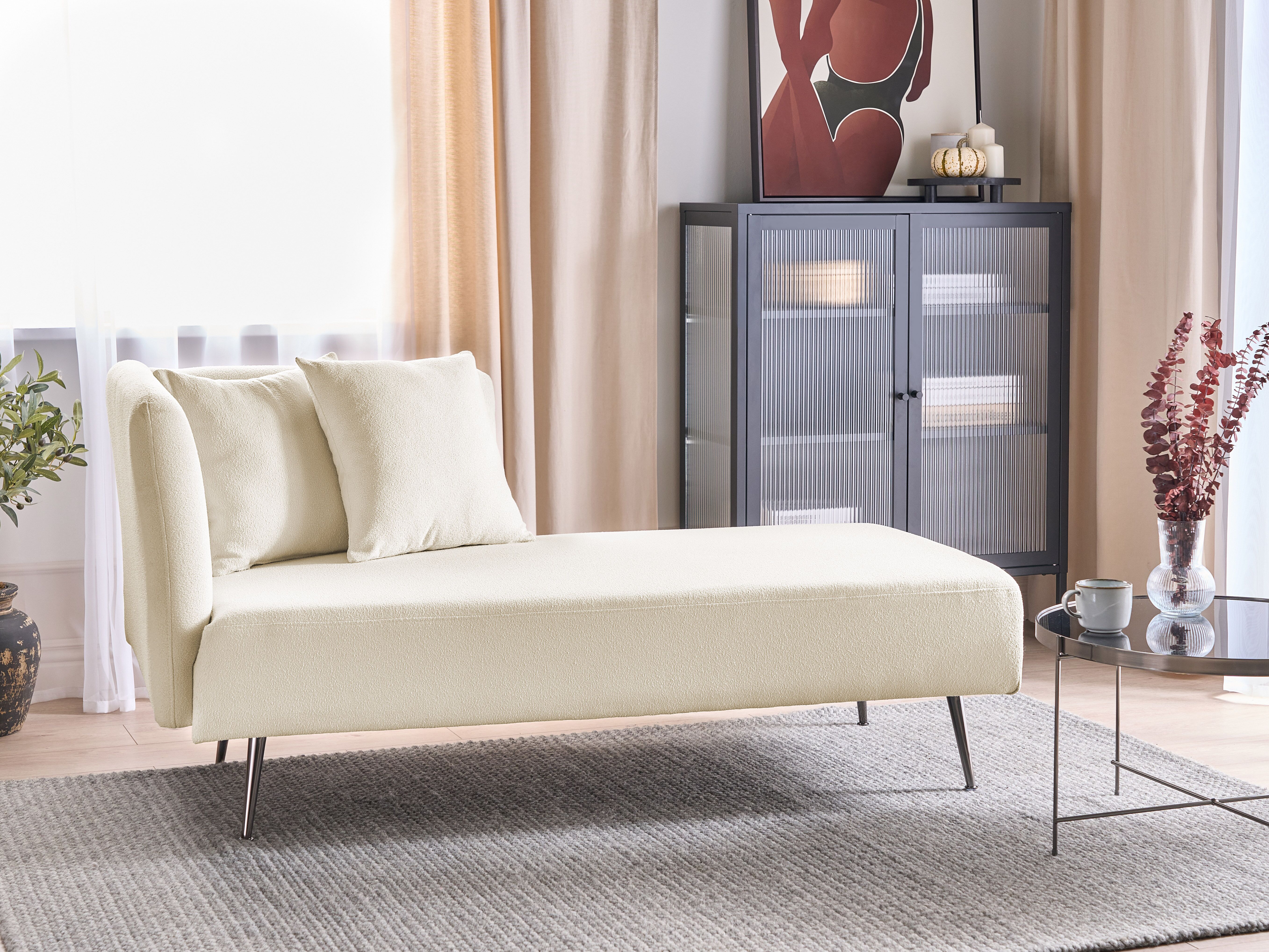 Left-Hand Chaise Lounge RIOM Boucle Off-White