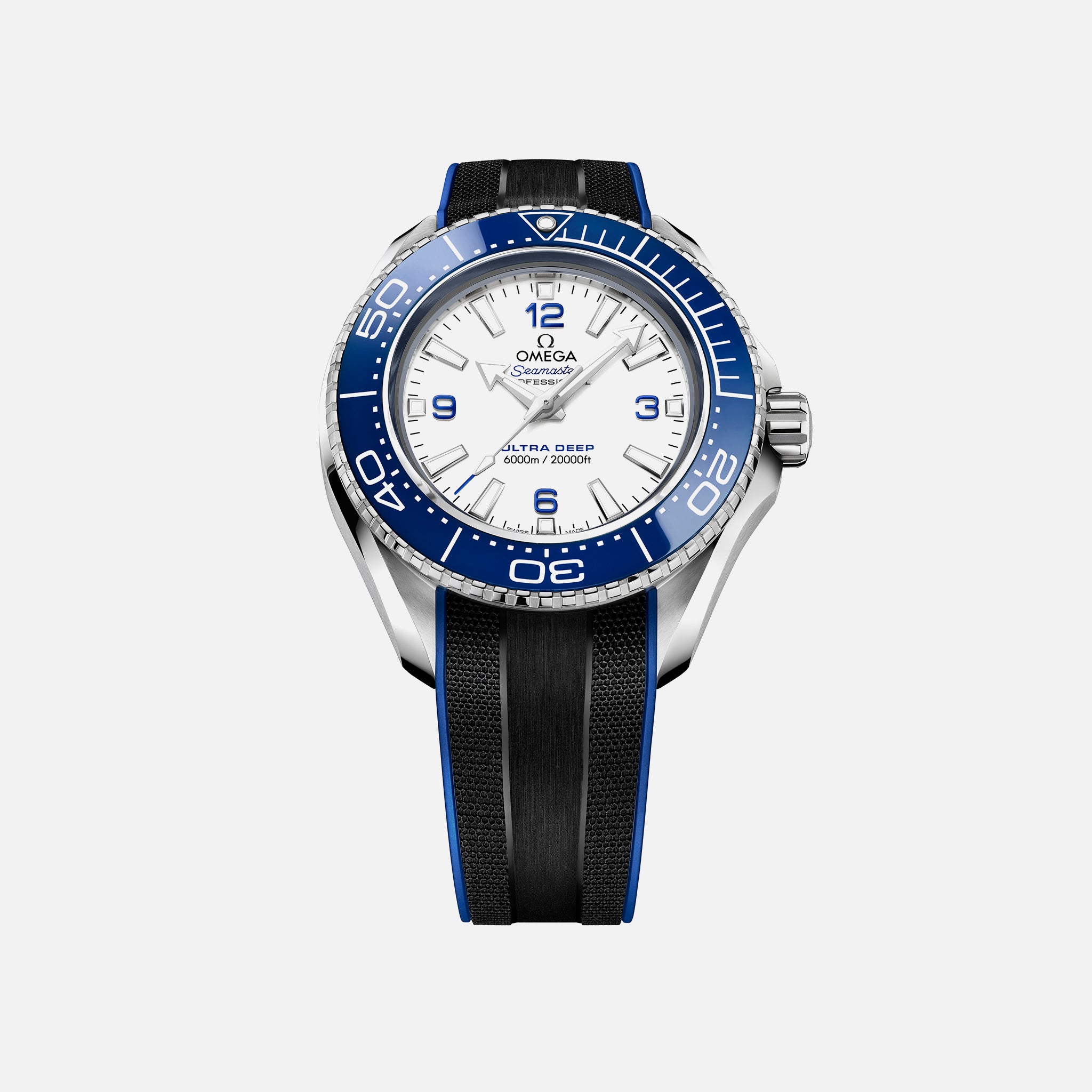 Seamaster Planet Ocean Ultra Deep Professional 6000M Co-Axial Master Chronometer 45.5mm White Dial On Rubber Strap(1:1 replica) - Elite Watch Atelier